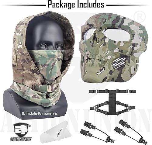 Miniatura 6 de ACTIONUNION Airsoft Máscara de cara completa de calavera pasamontañas máscara de esqueleto máscara táctica protectora paintball máscara Halloween