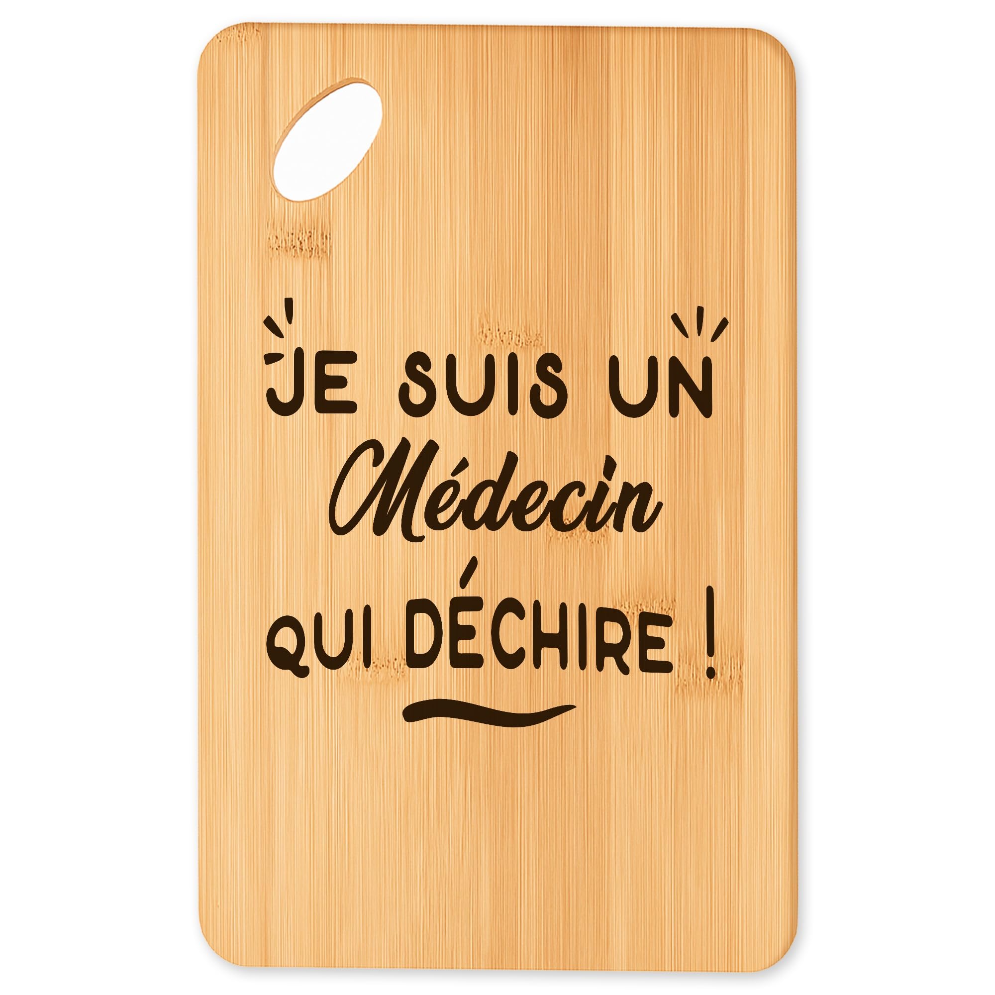 Cadeau original cuisine pour médecin : planche à découper et plateau apéro en bambou