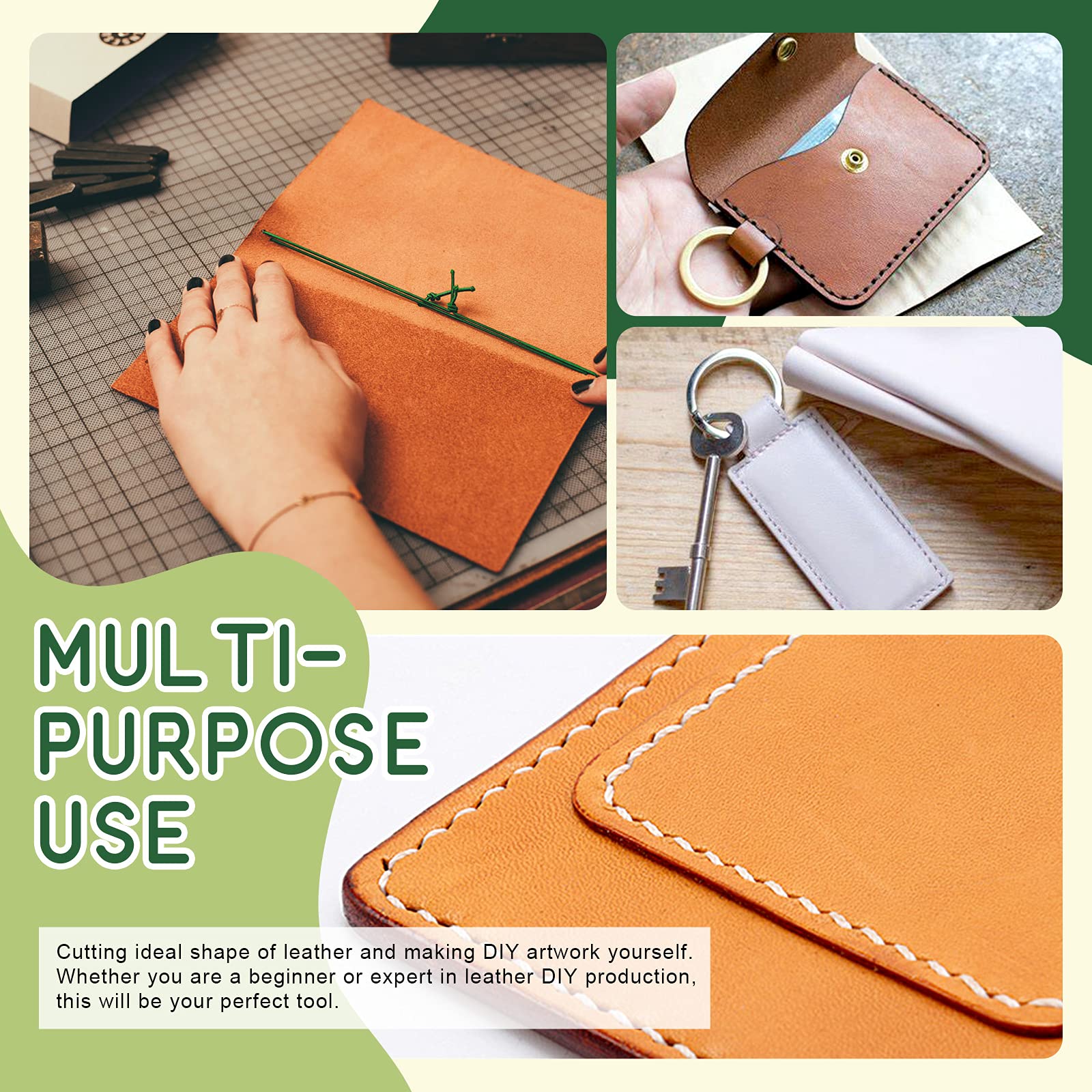 Keadic Professionelle Leder Arbeitswerkzeug Set enthalten Leder Schneidwerkzeug,4mm Schnürung Nähen Punch Set und verstellbarer Trennflügel Kompass, Lederkraft Kits für Leder Handwerk machen DIY Nähen