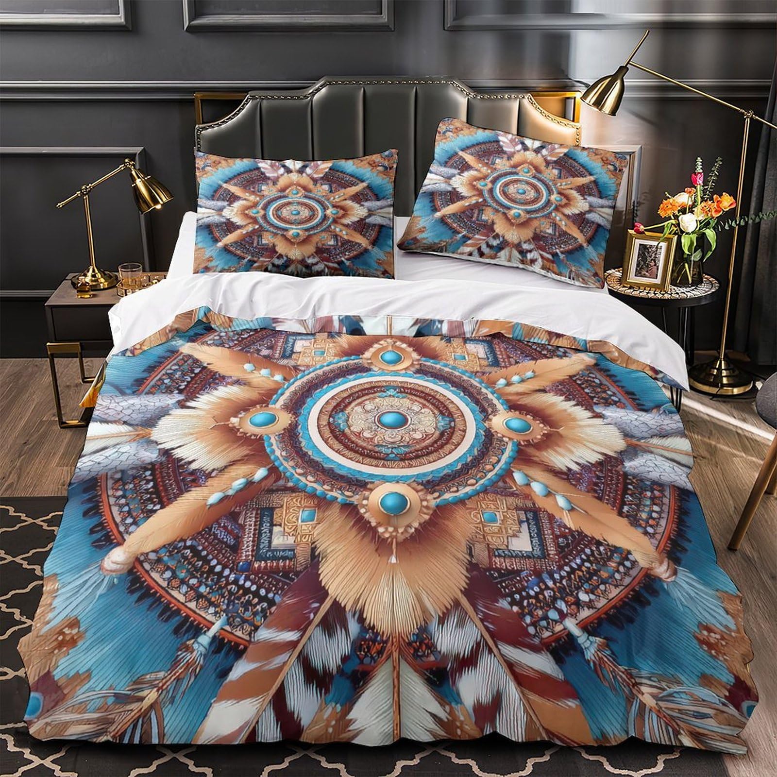 Housse de couette 220x240 microeffet 3D avec fermeture éclair pour adulte