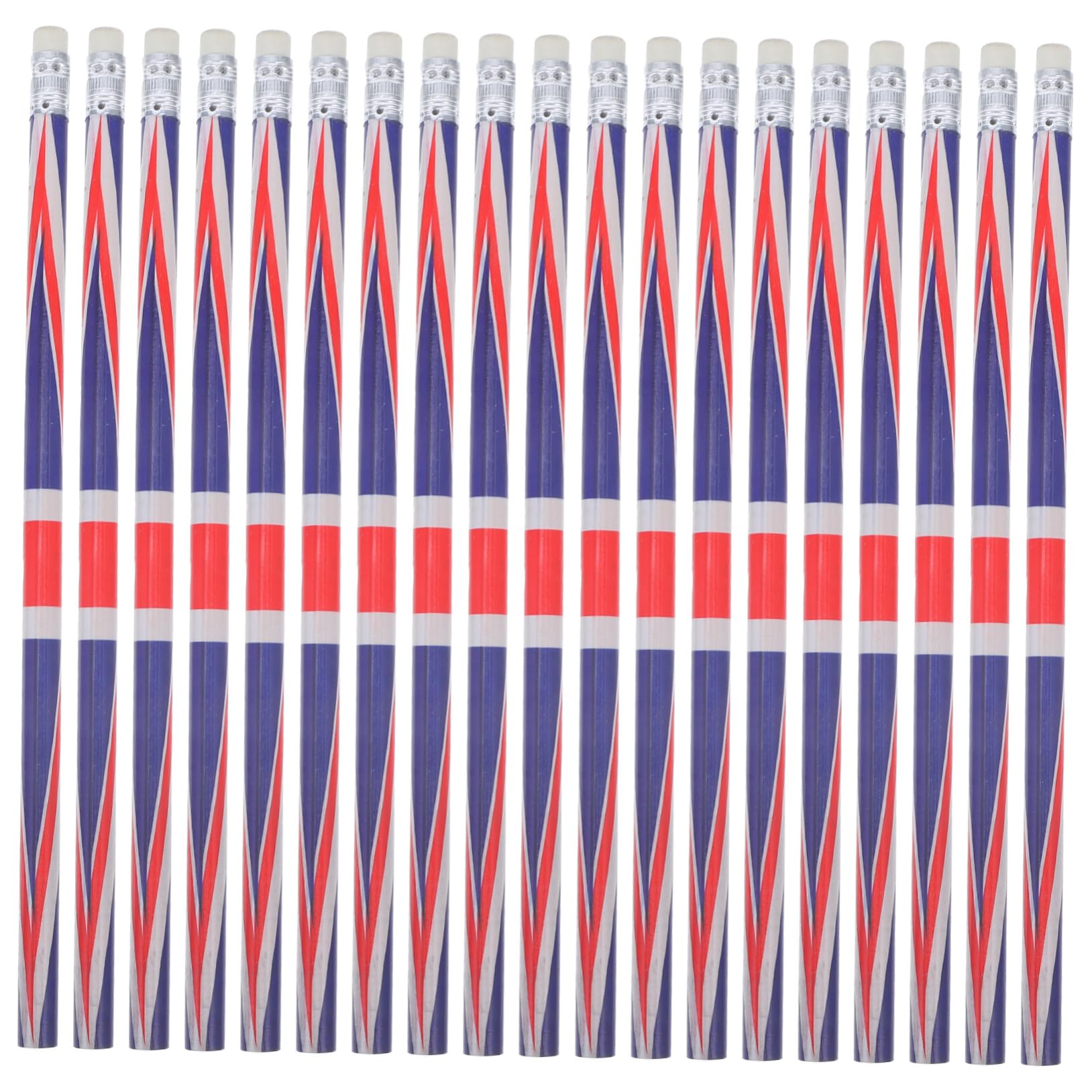 jojofuny 60 PCS England Flag Pencils: British Union Jack Wooden Writing Pencils with Erasers - Decorative Stationery for School, Office, Drawing & Souvenirs