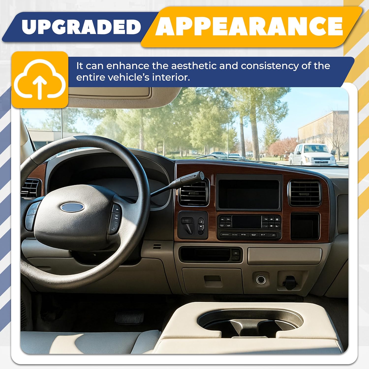 Dash Finish Panel Compatible with 2005-2007 Ford F-250 F-350 F-450 F-550 Super Duty Dash Board Cluster Bezel Cover Replacement for 5C3Z25044D70DAA Plastic Carbon Fiber Printing & Textured