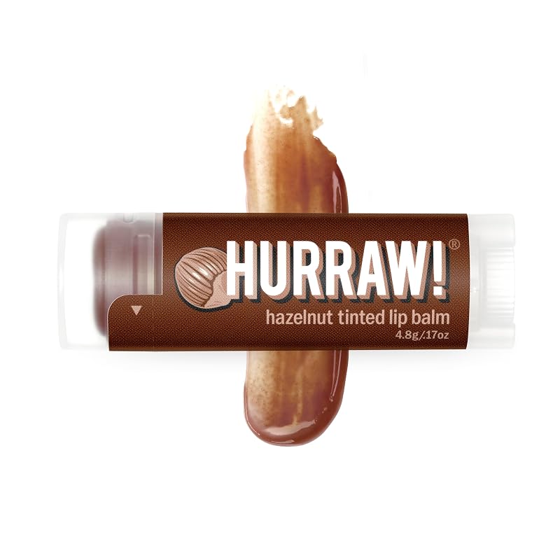 HURRAW! Bálsamo labial com tonalidade de avelã, marrom translúcido, 1 unidade