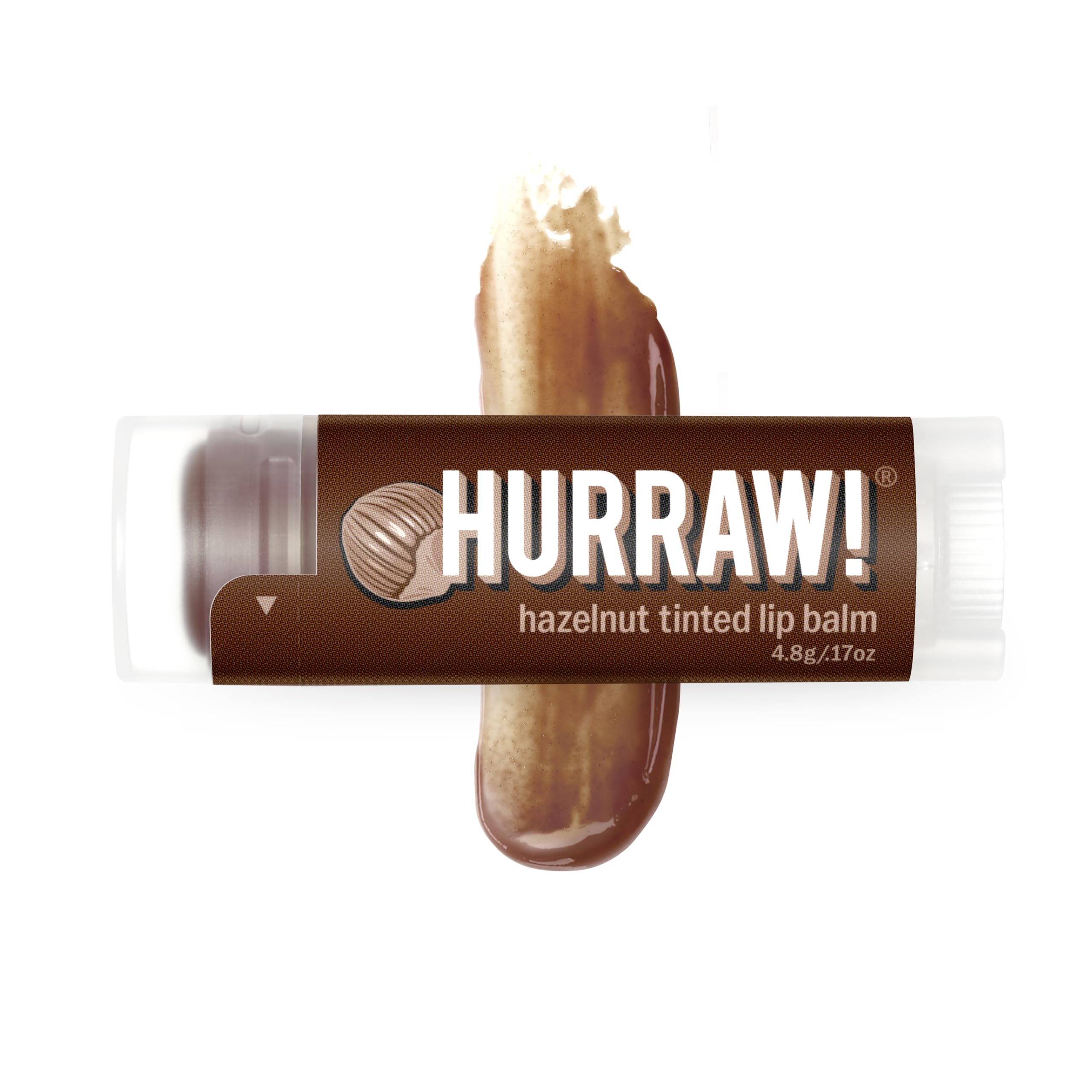 Hurraw! Hazelnut Tinted Lip Balm: (Sheer Brown Tint) Organic, Certified Vegan, Cruelty and Gluten Free. Non-GMO, 100% Natural Ingredients. Bee, Shea, Soy and Palm Free. Made in USA