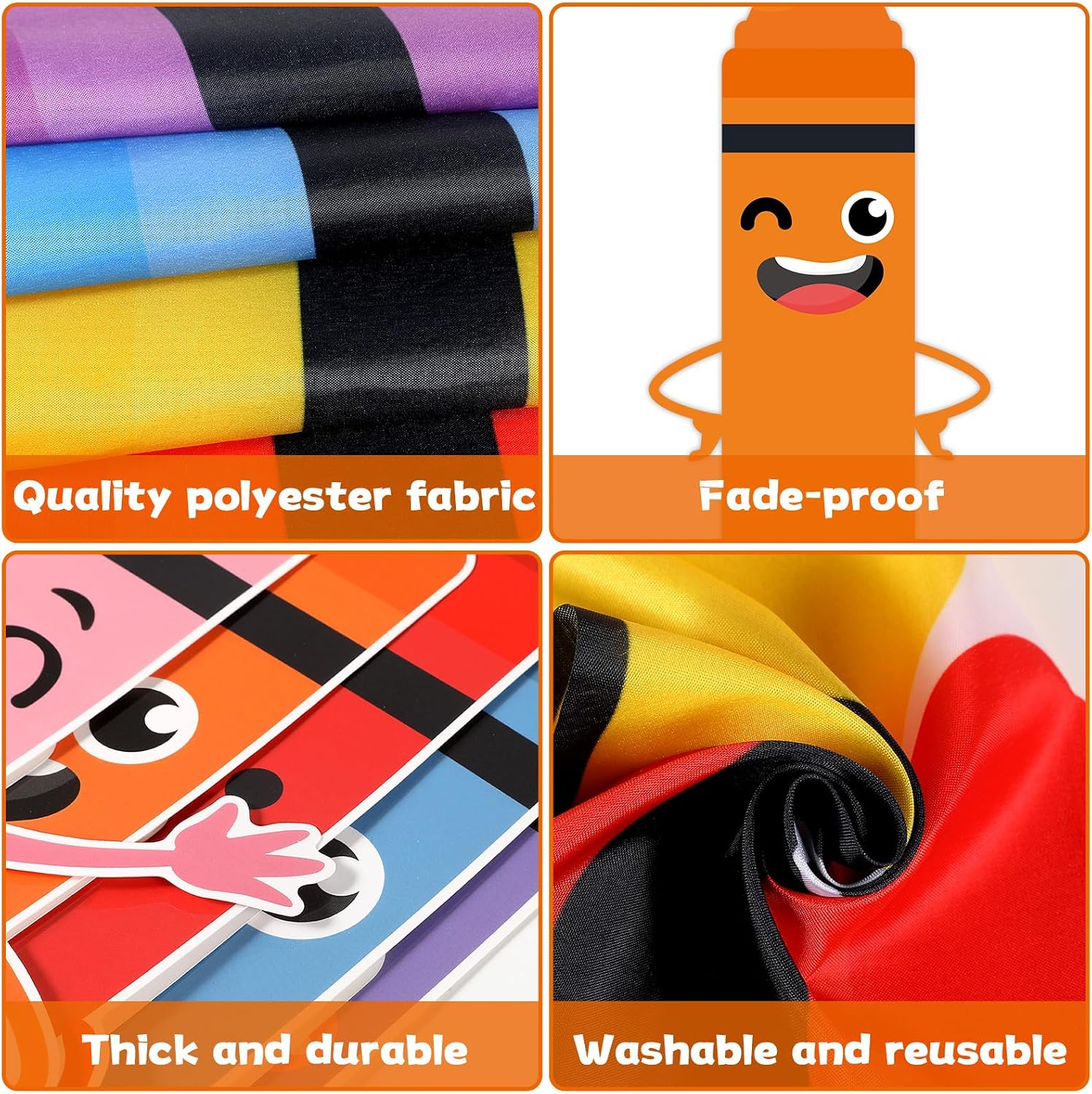 Back to School Crayon Shaped Photo Prop Frame Bright Crayon Themed Booth Banner Backdrop Party Decoration Colorful Cutouts Photo Booth Props set for Students Teacher School Classroom Supplies image 3