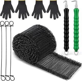 Kathfly 1000pcs 6 Inch Double Loop Rebar Ties Kit: 16 Gauge Rust-Resistant Steel, 2 Semi-Auto Hooks, Gloves for Construction & DIY