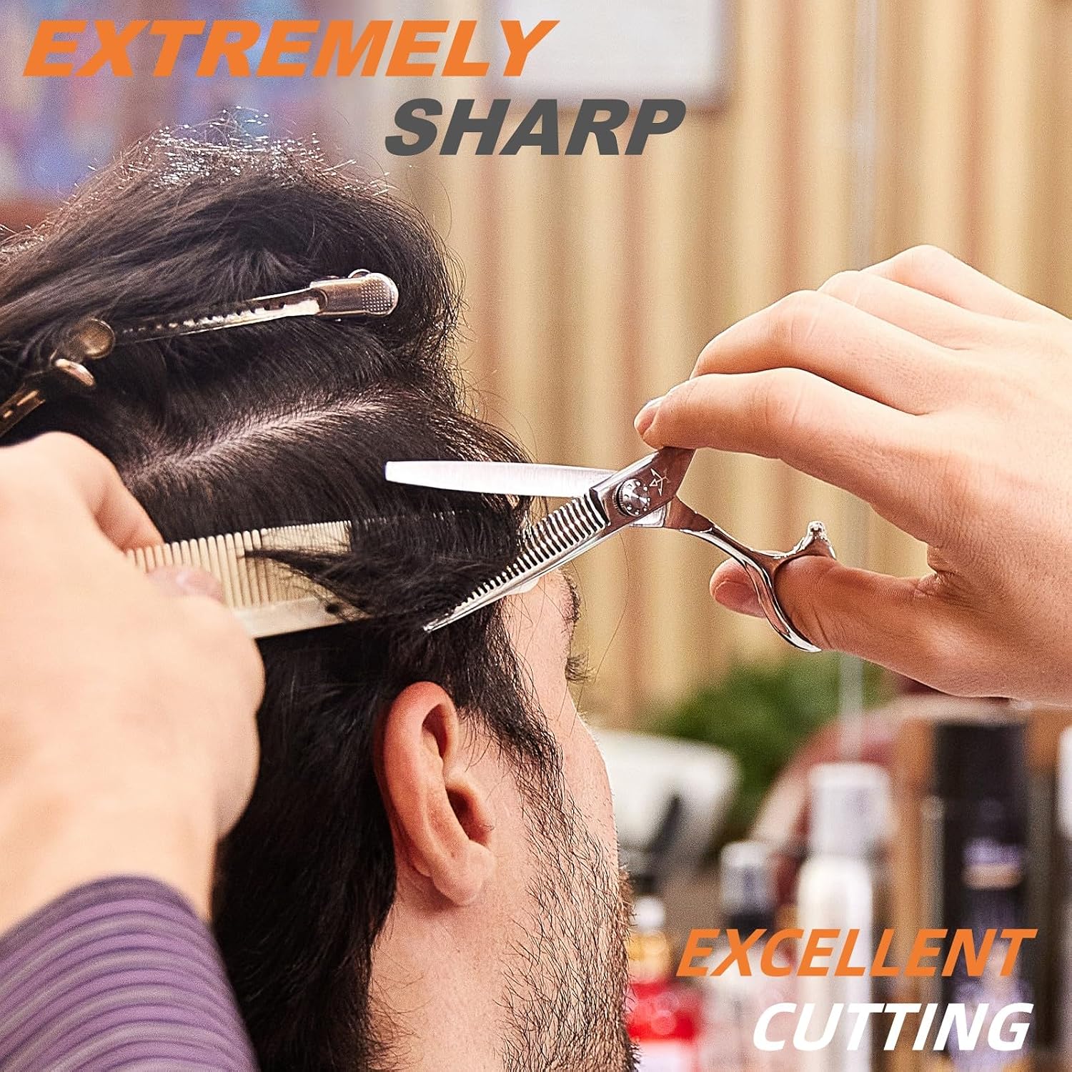 High-end Professional Hair Thinning Scissors Hair Cutting Teeth Shears Barber Hairdressing Texturizing Scissor Extremely Very Sharp 6 Inch Stainless Steel Alloy For Men,Women,Salon & Home
