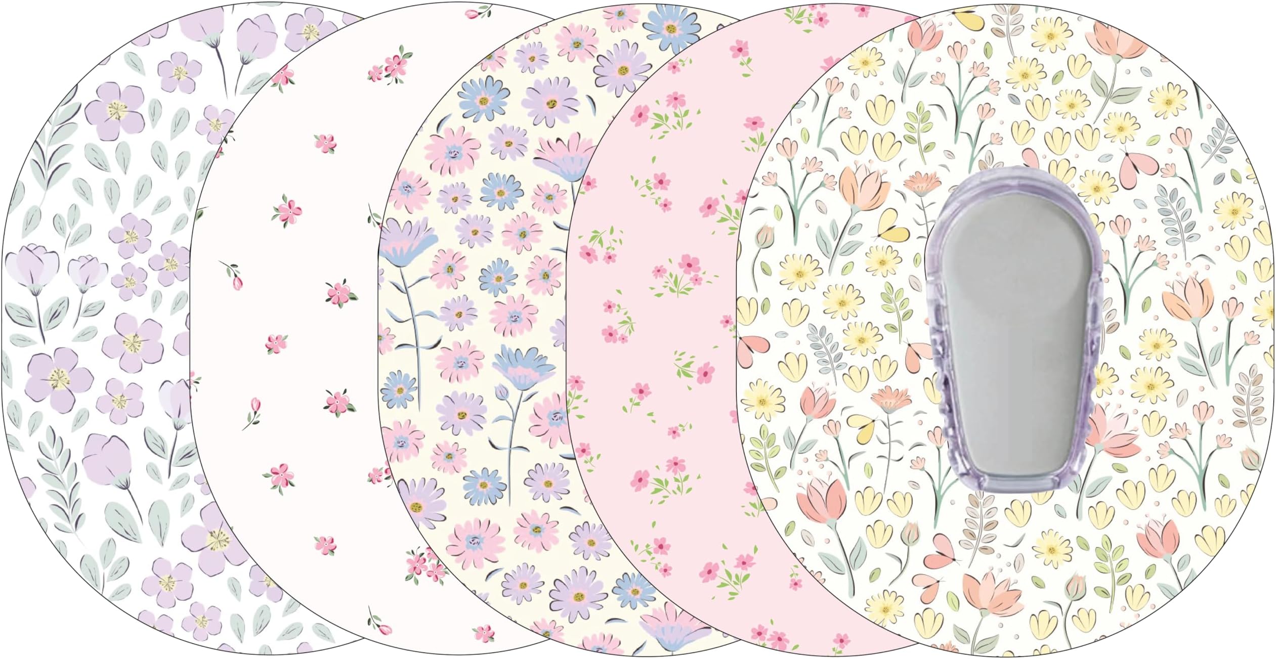Glucomart Adhesive Patches for CGMs and Insulin Pumps – Maximum Strength CGM Patches, Waterproof & Hypoallergenic (Spring Floral Variety Pack) (G6)