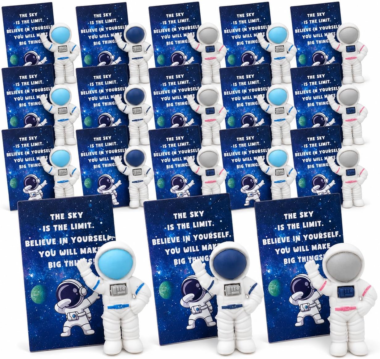24 End of Year Graduation Gifts, Space Desk Pets for Classroom Rewards, Astronaut Erasers with Inspirational Gift Tags, Prize Box Fillers, Student Incentives & Space Party Favors