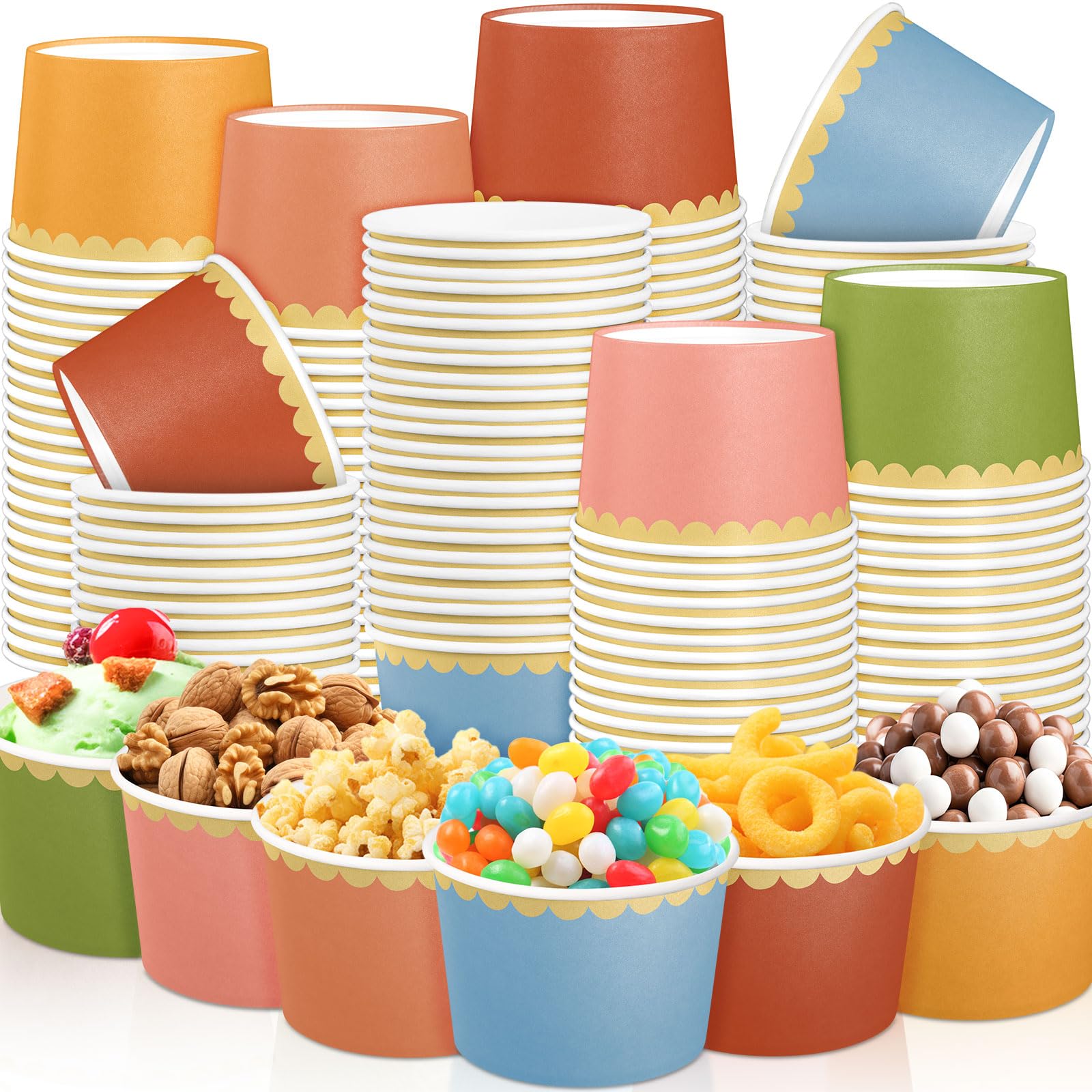 Zopeal 96 Pcs Wildflower Assorted Gradient Disposable Ice Cream Bowls