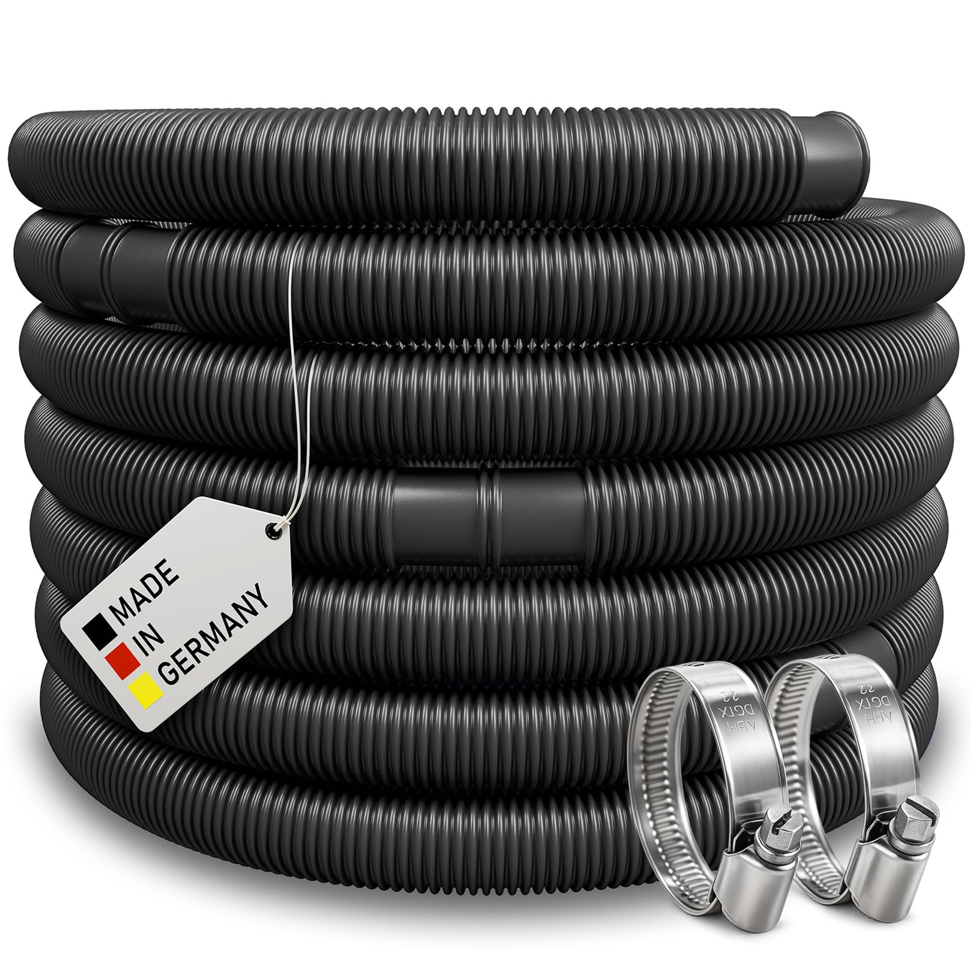 Poolschlauch | Schwimmbadschlauch inkl. 2x Schellen | Saugschlauch | Solarschlauch | Pumpenschlauch mit Muffen | Made in Germany