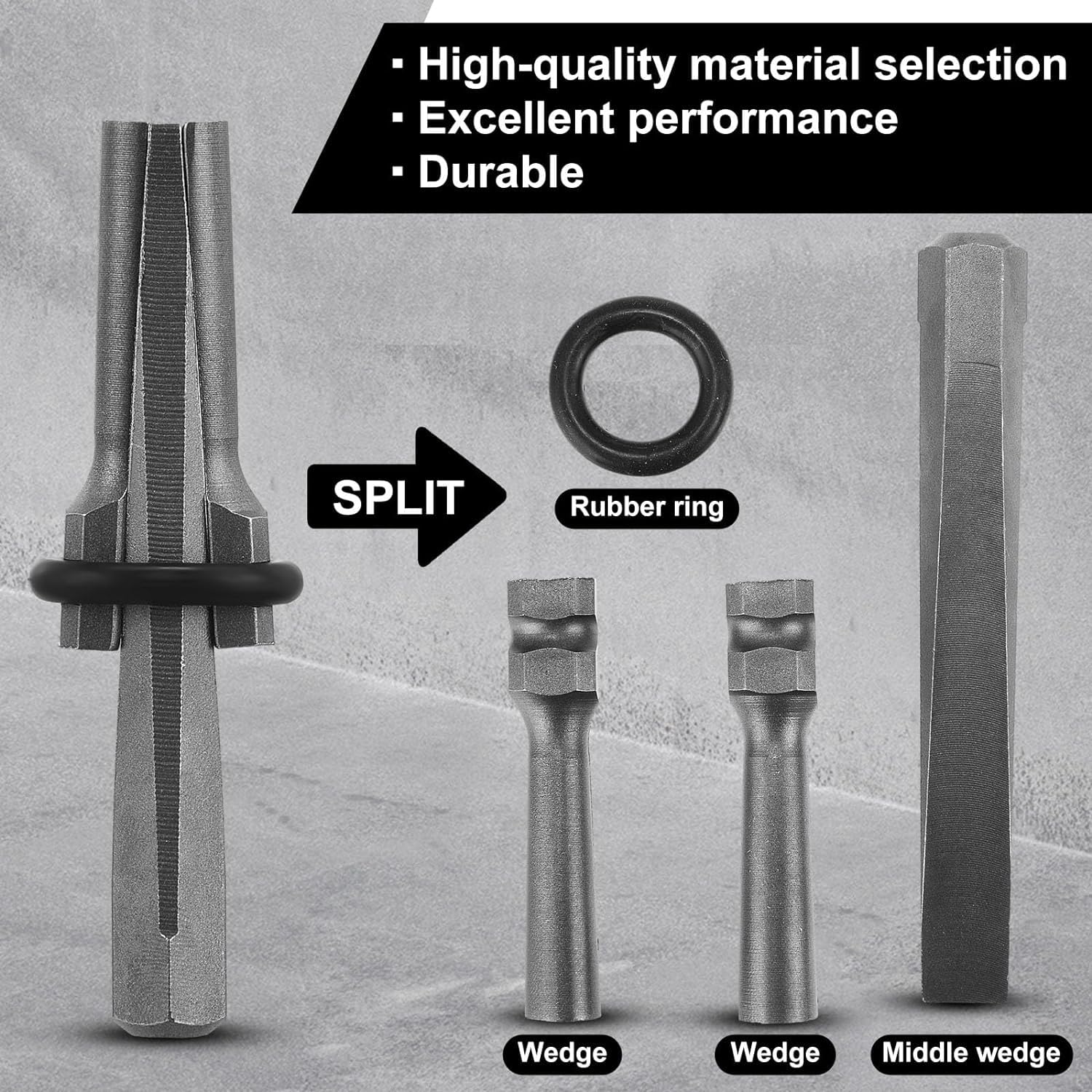 16mm Cuñas De Piedra, 10 Uds Divisor De Piedra Cuñas De Cuña Y Plumas, Herramienta Para Romper Hormigón Herramientas Manuales Para Dividir Para Hormigón,Mármol, Granito,Roca,Piedra