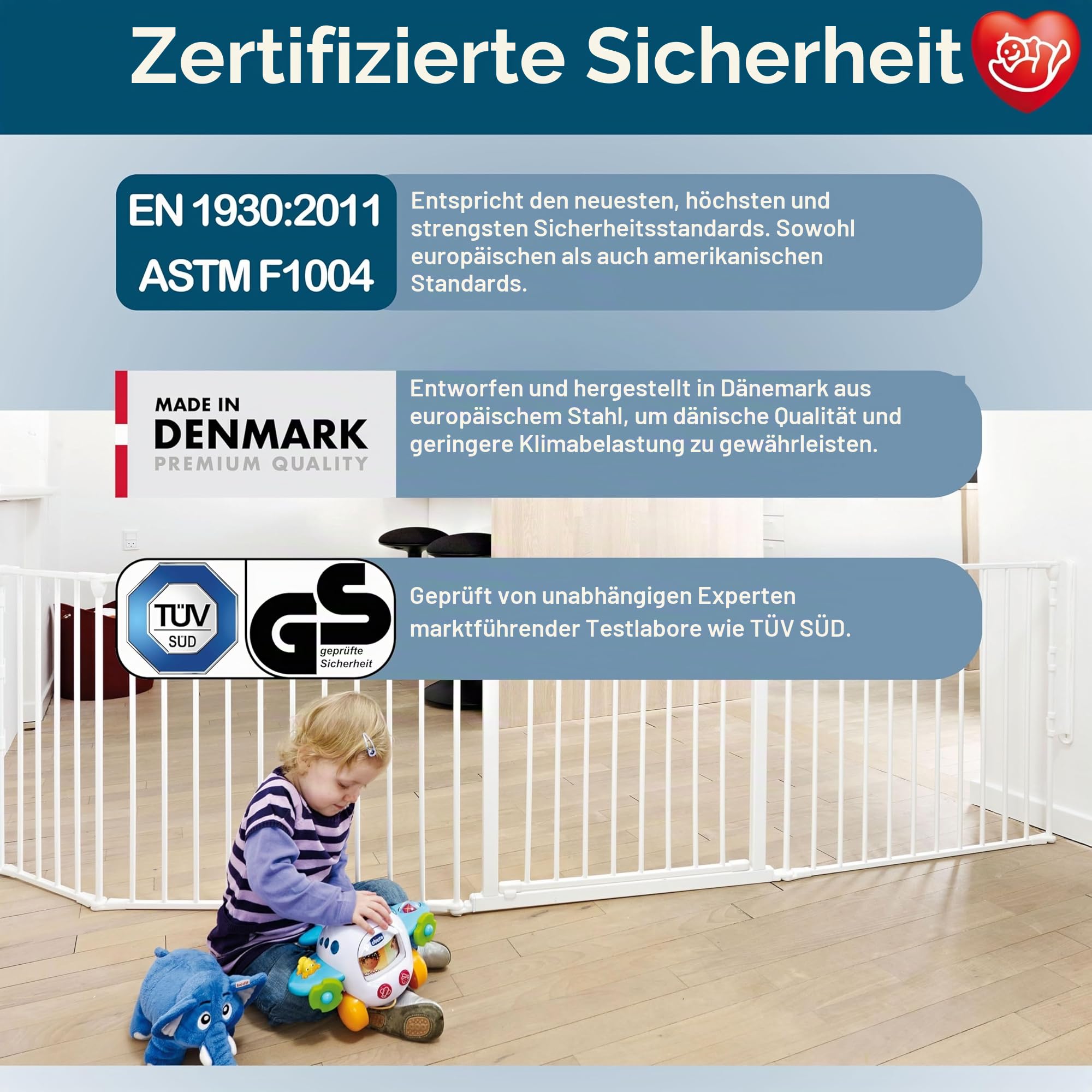 BabyDan Flex L, 90-223 cm, Treppenschutzgitter/Raumteiler, Weiß, Hergestellt in Dänemark - Schutzgitter/Sicherheitsgitter (Haustiergitter/Hundegitter/Hundelaufstall)