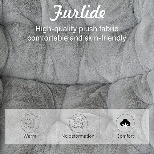 Miniatura 6 de Comfy - Silla de dormitorio plegable de gran tamaño con piel sintética suave, marco de metal, para dormitorio, sala de estar, balcón, patio,