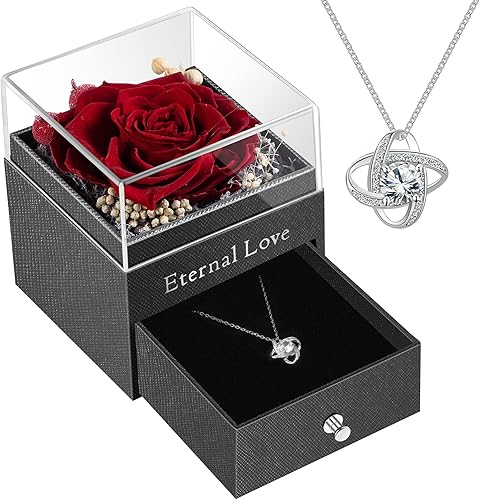 Miniatura 5 de PURELOVE Rosa roja real, flores eternas, regalos de rosas para mamá, esposa, novia, aniversario, día de San Valentín, día de la madre, Navidad,