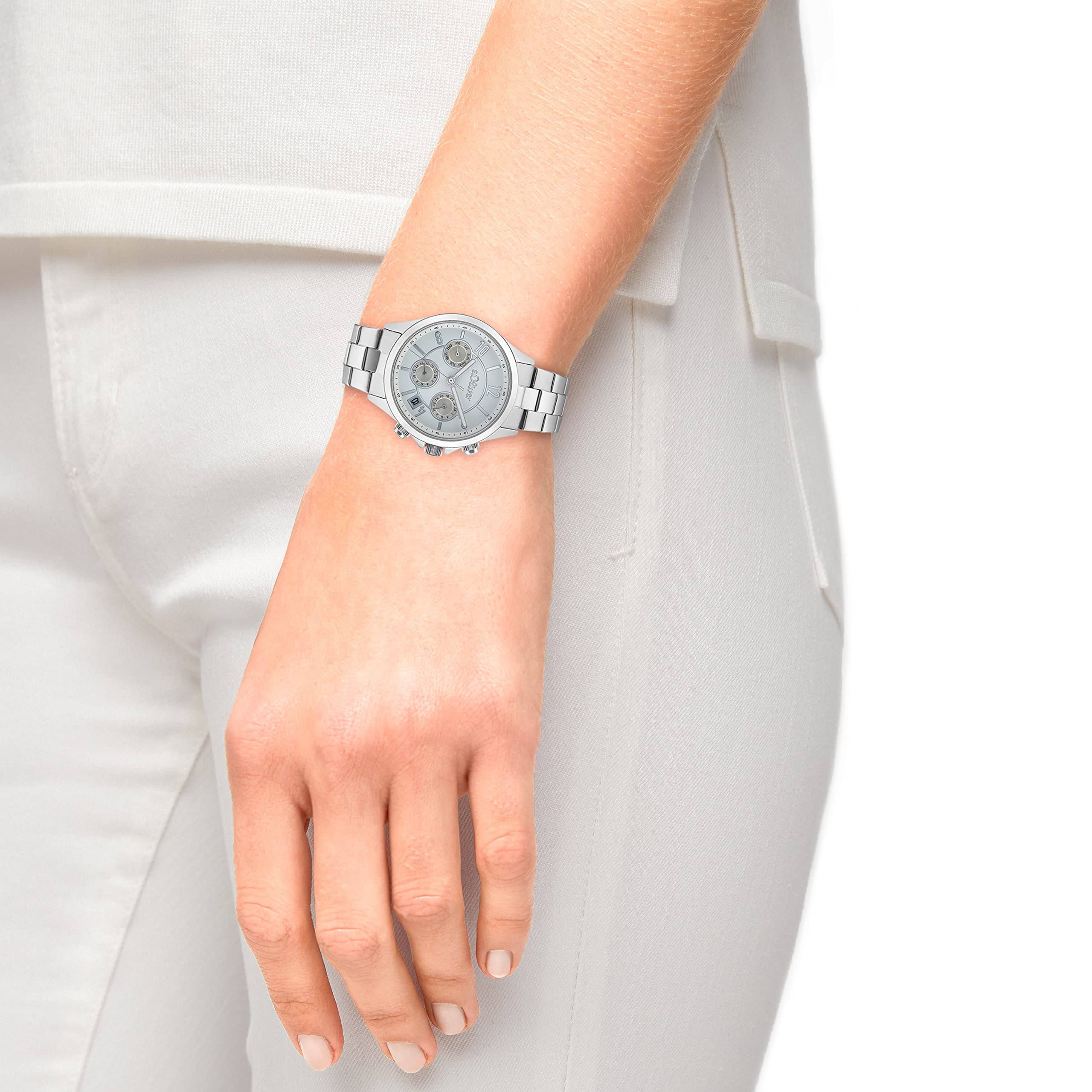s.Oliver Armbanduhr Damen Multifunktion Analog, mit Edelstahl Armband, 5 bar Wasserdicht, Multifunktion, Kommt in Uhren Geschenk Box
