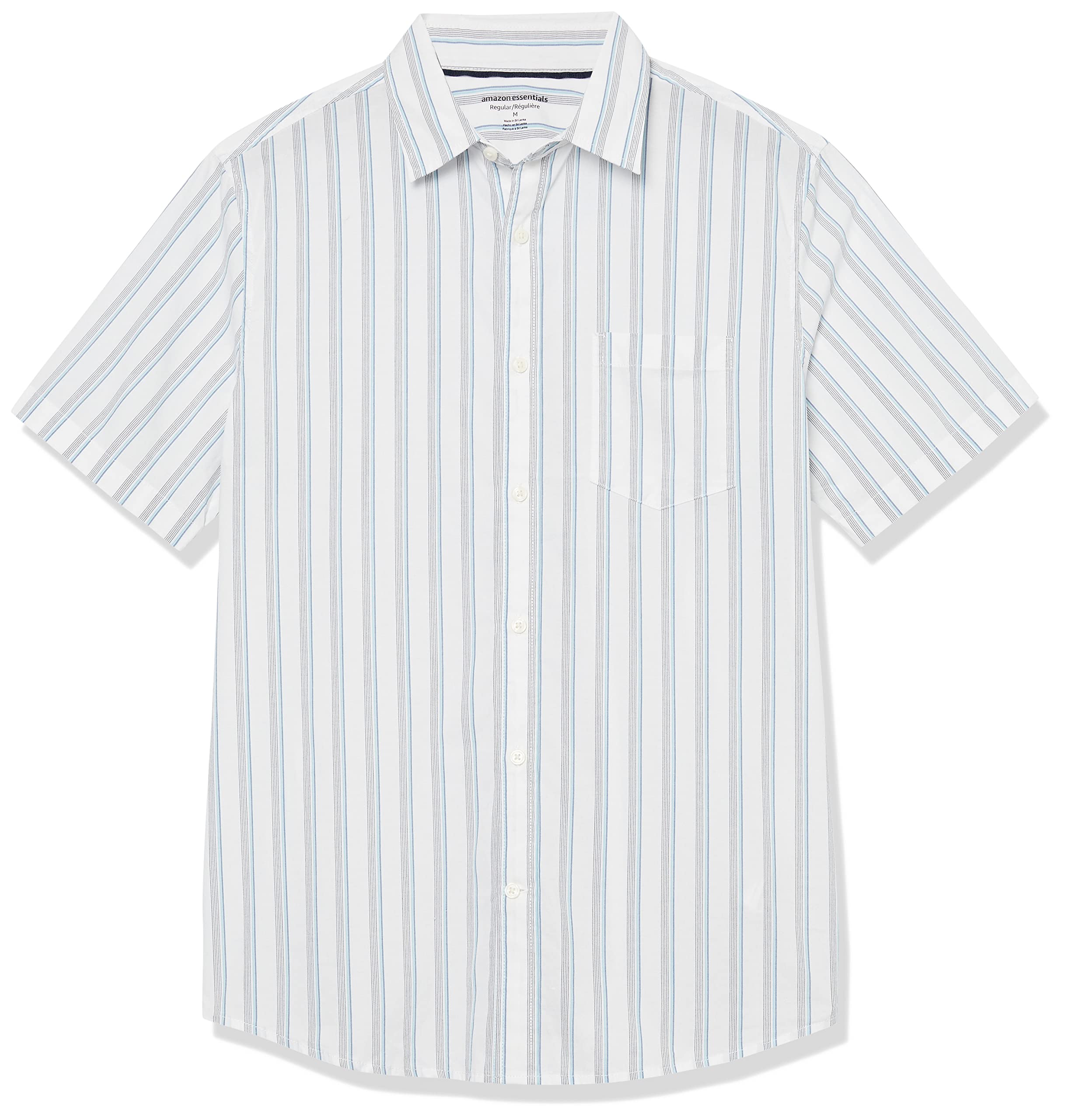 Amazon Essentials Hombre Camisa de Popelina elástica, Manga Corta (Disponible en Tallas Grandes)