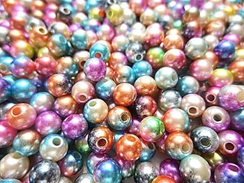 Amazon.co.jp: 1000個 アクリルメタリックマーブルパールビーズ
