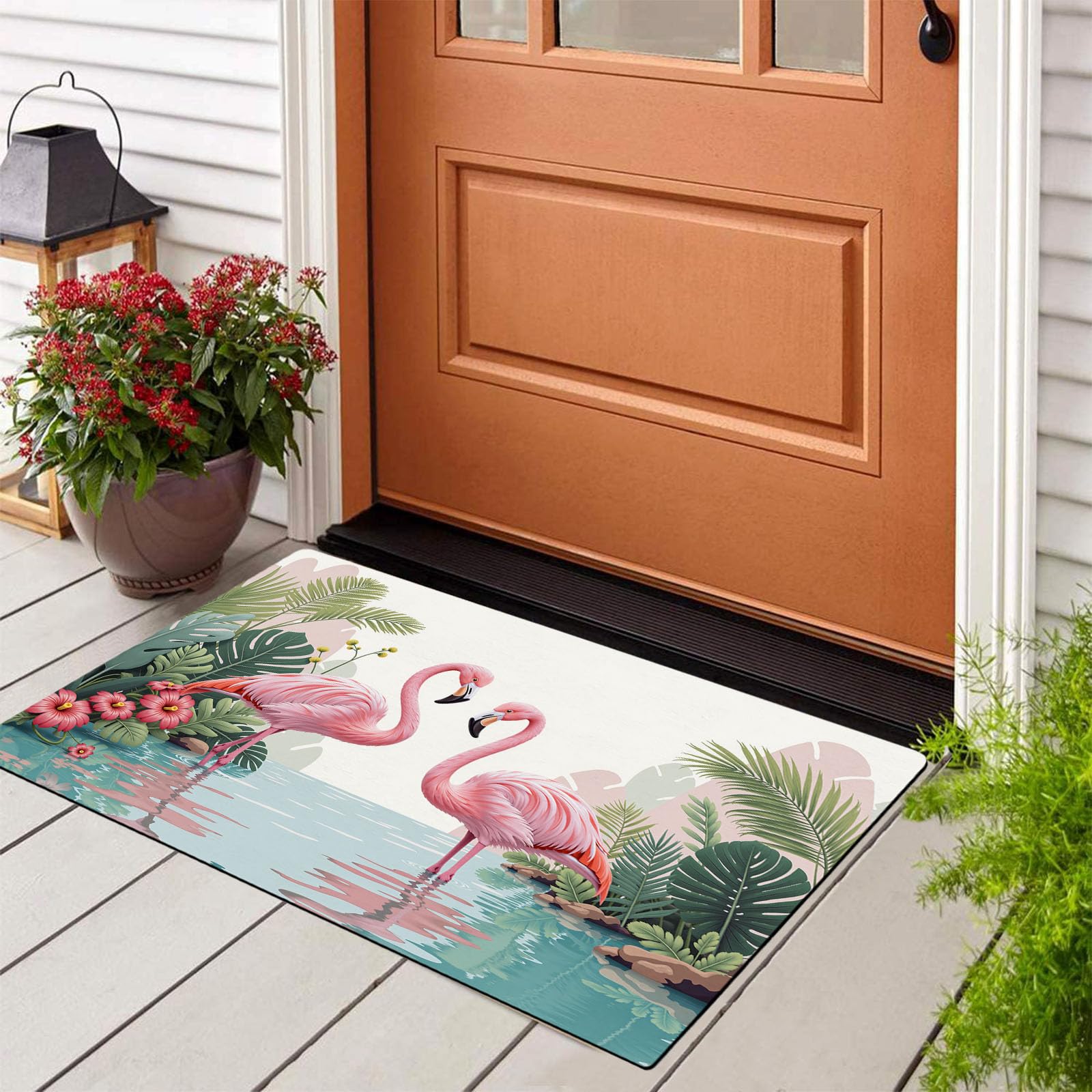 Tapis antidérapant et absorbant flamants roses pour une cuisine toujours au sec