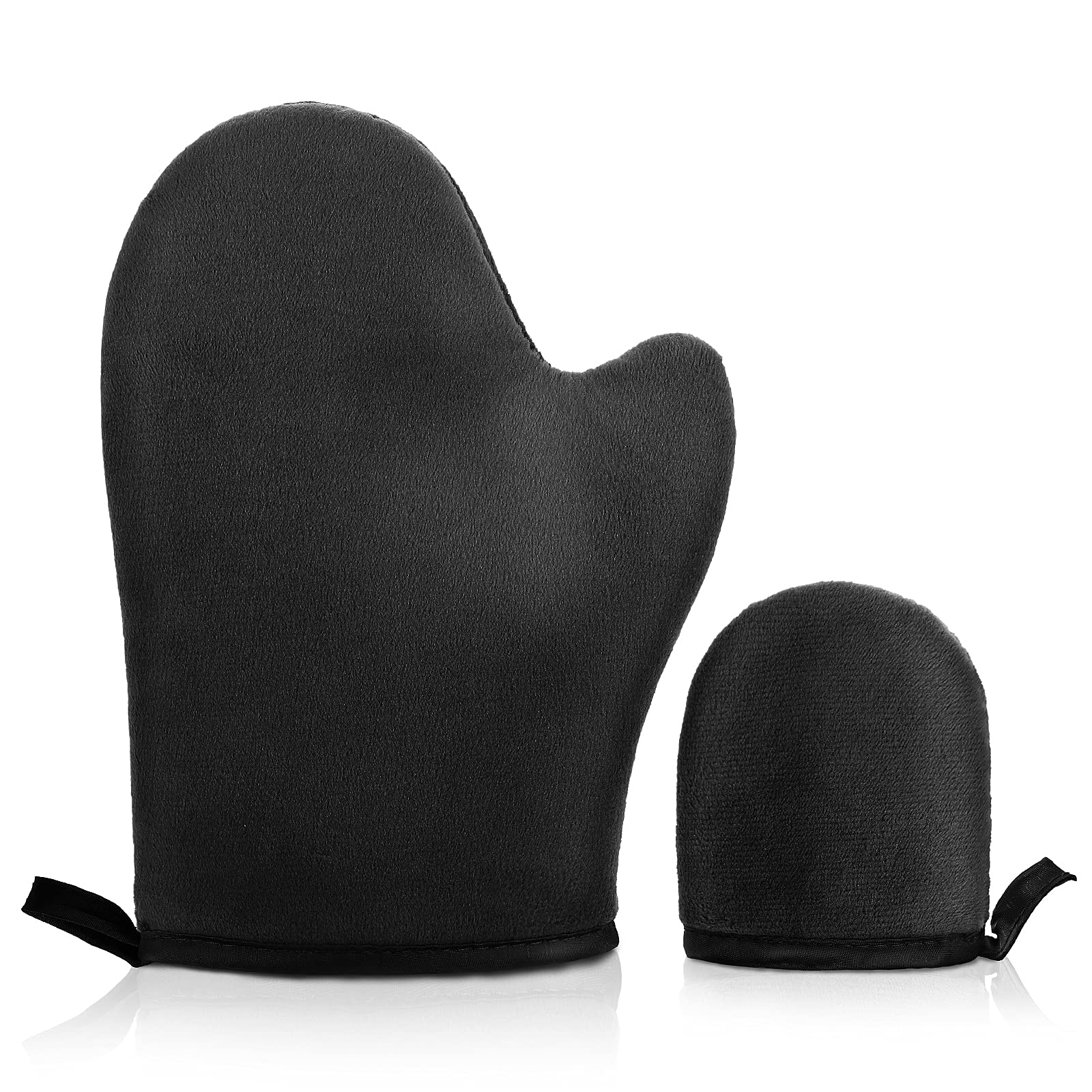 Molain 2 Manopla autobronceadora aplicador cara bronceadora manopla bronceadora con pulgar suave terciopelo reutilizables lavables guantes bronceadores artefacto de verano