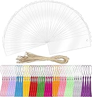 Vista 13 de BetterJonny Juego de 30 marcapáginas de acrílico transparente con 36 borlas – Marcadores de libros rectangulares sin terminar para proyectos