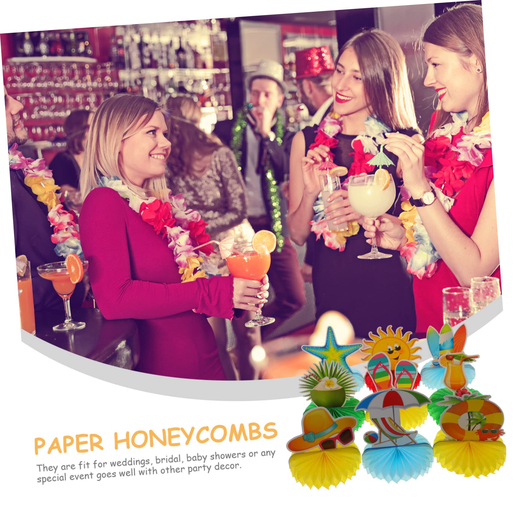 TOYANDONA 27 STK Sommerliche Wabenornamente Hawaii-Dekorationen Für Die Party Luau Waben-mittelstücke Hawaiianische Mittelstücke Für Tische Sommerdeko Für Zu Hause Waben Schmücken Papier