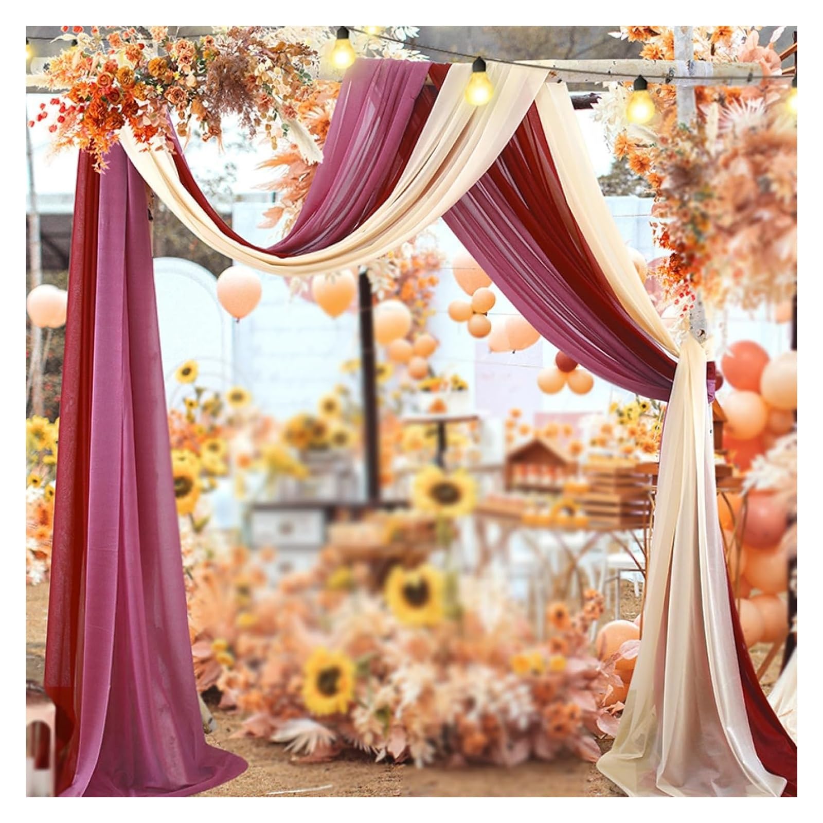 Hochzeitsdekoration, Hochzeitsbogen-Drape, Chiffon-Stoff, Drapierung, Wed-Hintergrund, Vorhang, Drapierung, Zeremonie, Empfang, Hängedekoration(Light Xi,75*300cm/29.53*118.11 in(3pcs lot))