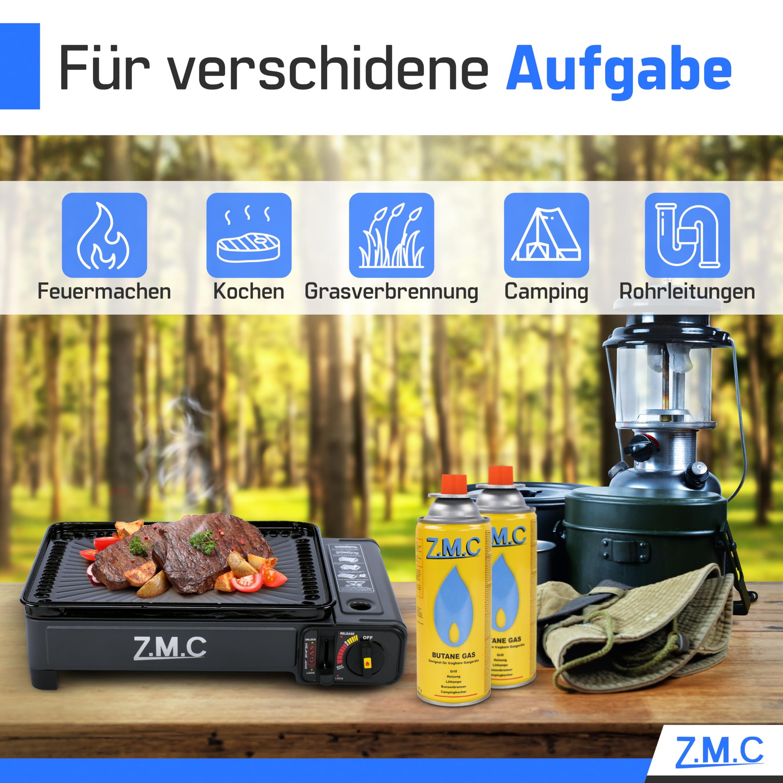 Z.M.C 84x Gaskartuschen 227g mit Ventil Typ MSF-1a, Universal Butangas Kartuschen mit Bajonett Anschluss für Campingkocher, Gasheizung, Gasbrenner