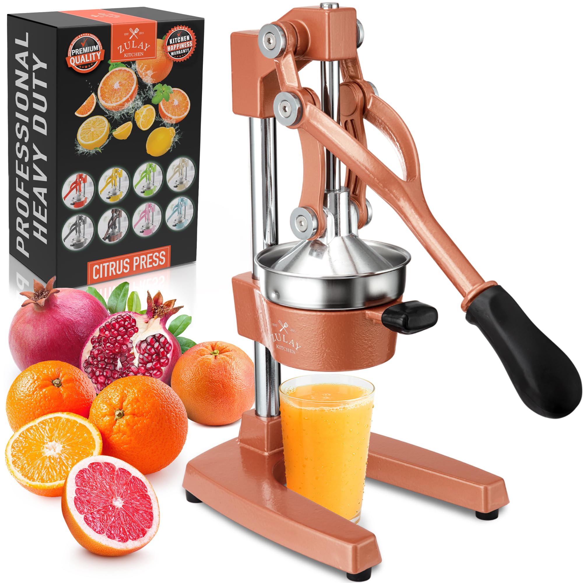 Zulay Kitchen Cast Iron Juicer, Orange Manual Juicer, Citrus Press, Rusted