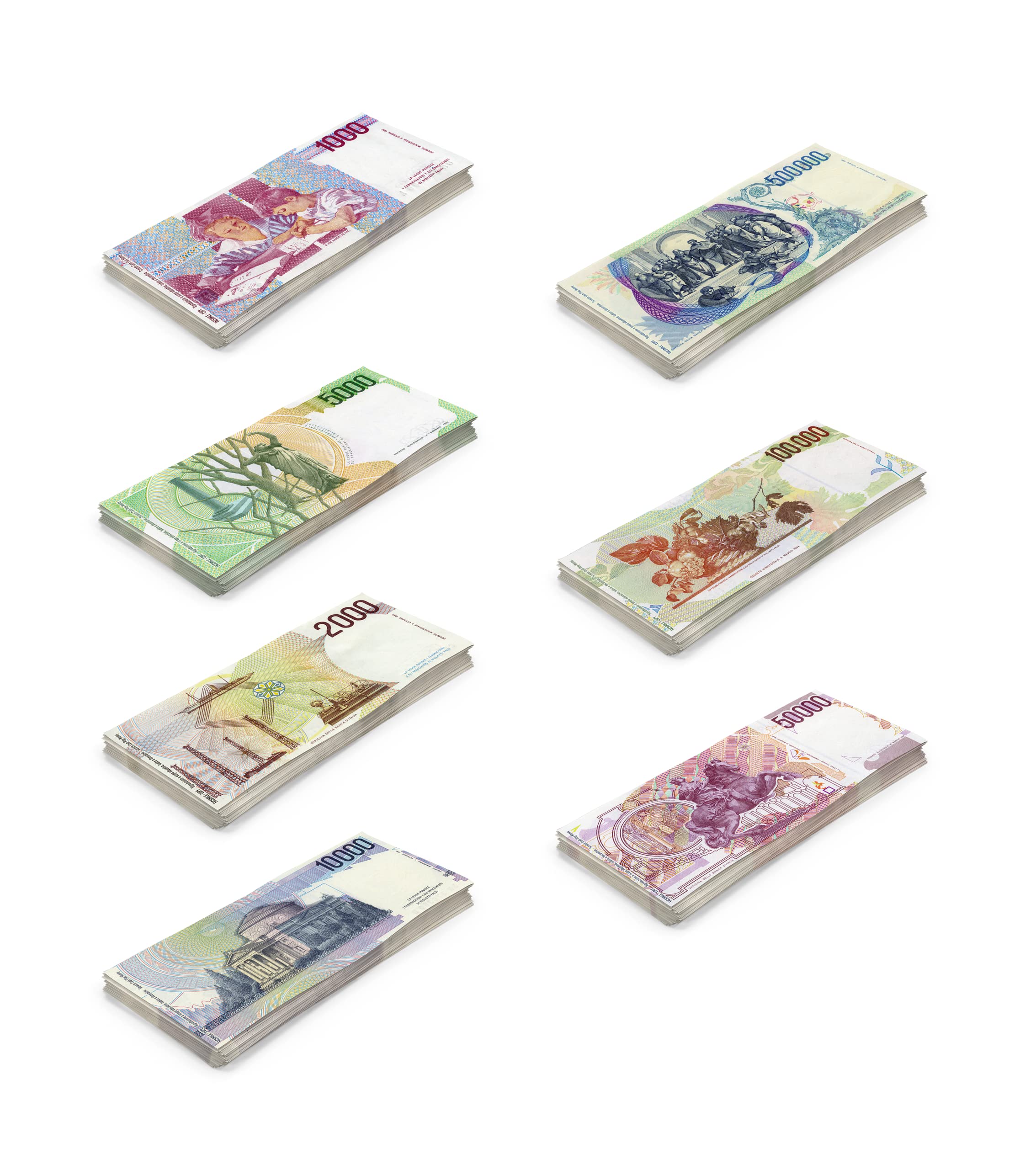Scratch Cash Mini Bundle Lire 175 - Banconote Finte 25 x ₤ 1.000, 2.000, 5.000, 10.000, 50.000, 100.000, 500.000 Lire, Fac-Simile Lire, Dimensioni Reali (Confezione da 2)