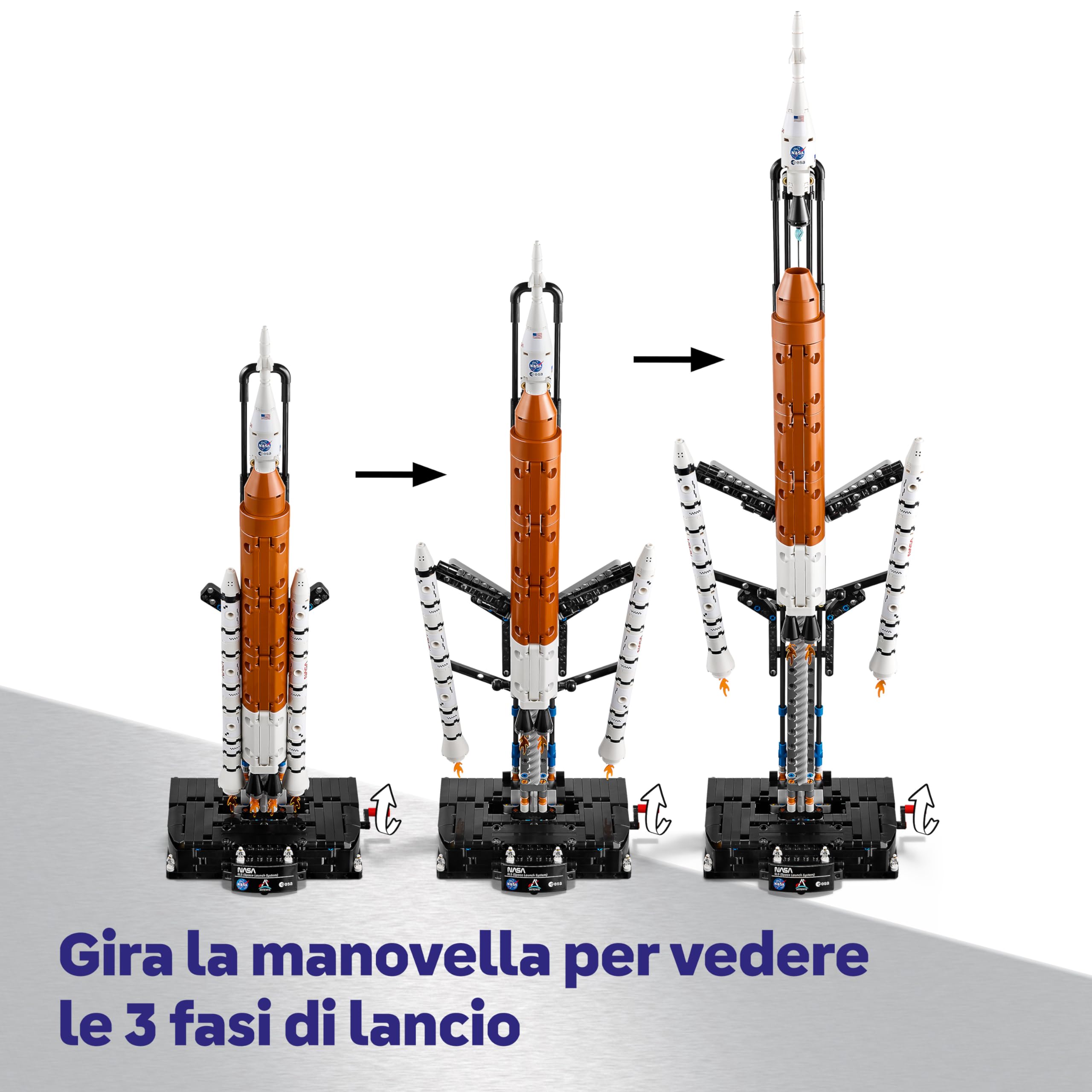 LEGO Technic Sistema di Lancio Spaziale Razzo NASA Artemis - Giocattolo STEM Interattivo con 4 Astronauti e Funzione di Separazione degli Stadi - Regalo per Bambini e Bambine da 9 Anni in su - 42221