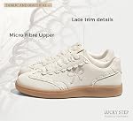 LUCKY STEP Femmes Détails de dentelle Casual Sneakers Organza Ribbon Dentelle-Up Mode Vintage Gum Sole Trendy Chaussures mignon
