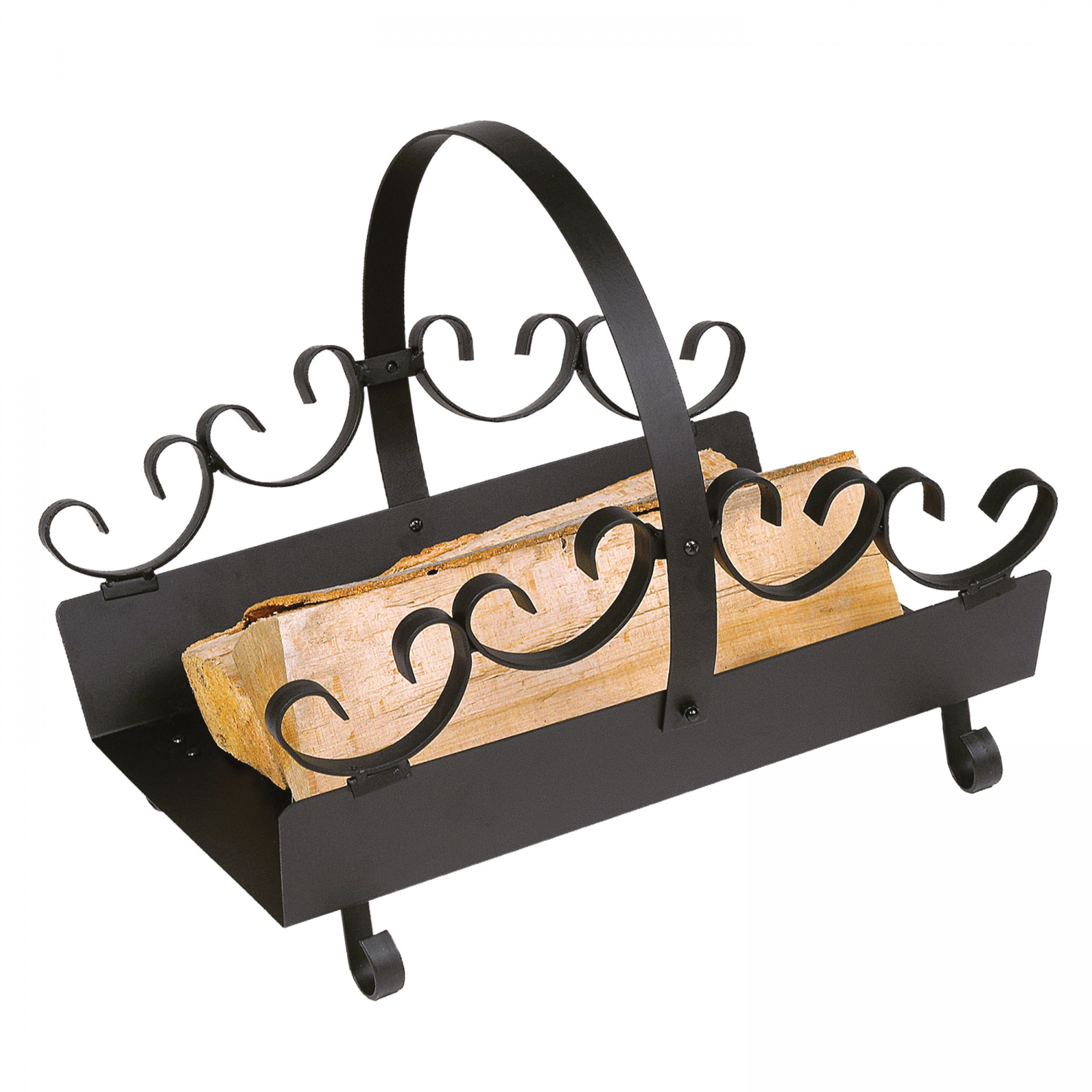 Cesta para leña, 31,5 cm, color negro