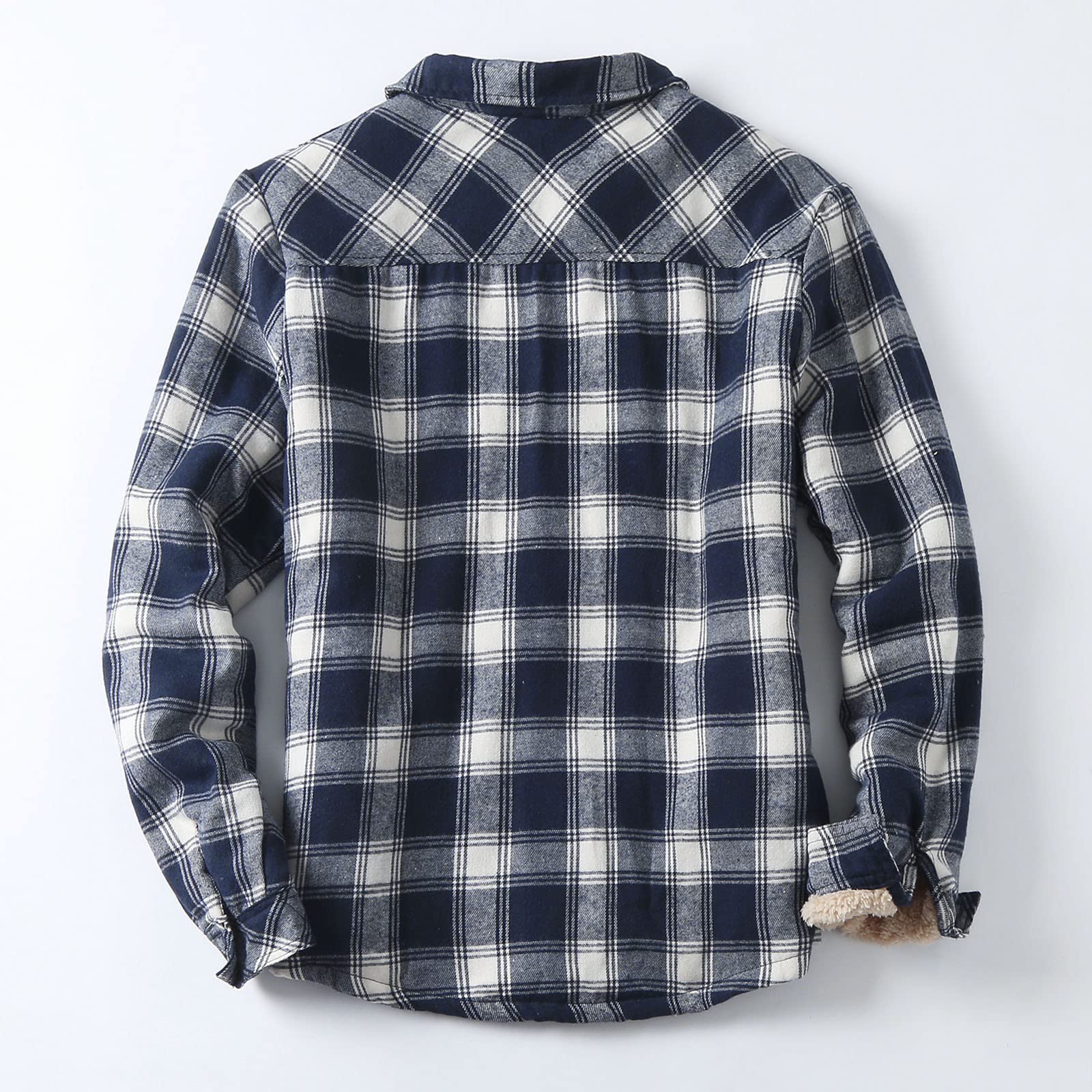 Camicia termica da uomo, in flanella, a quadri, in pile, imbottita, foderata, fodera interna