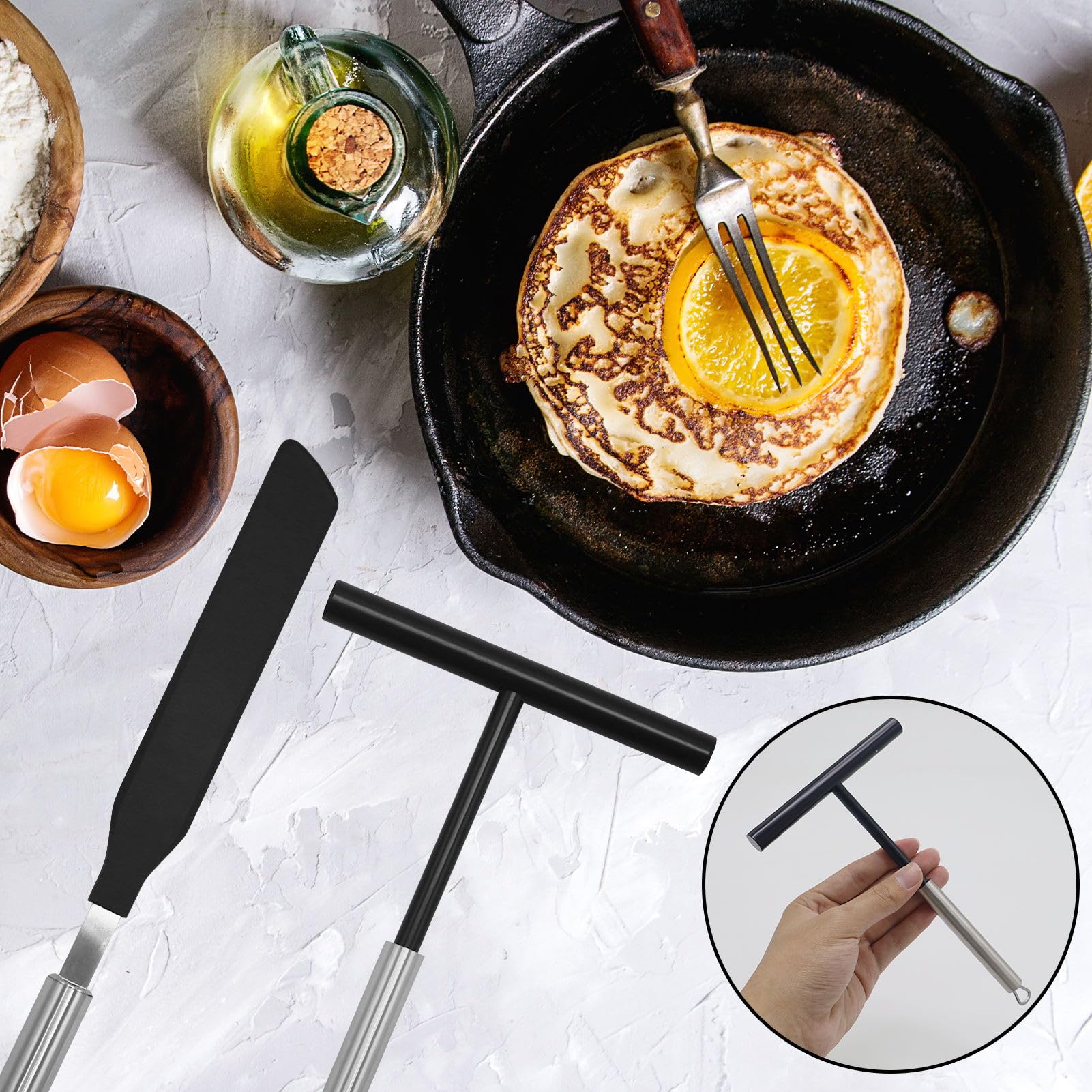 Set Spatola E Stendi-Crepes In Acciaio Inox - Perfetto Per Crepes, Pancake E Cucina Casalinga - Foto 7