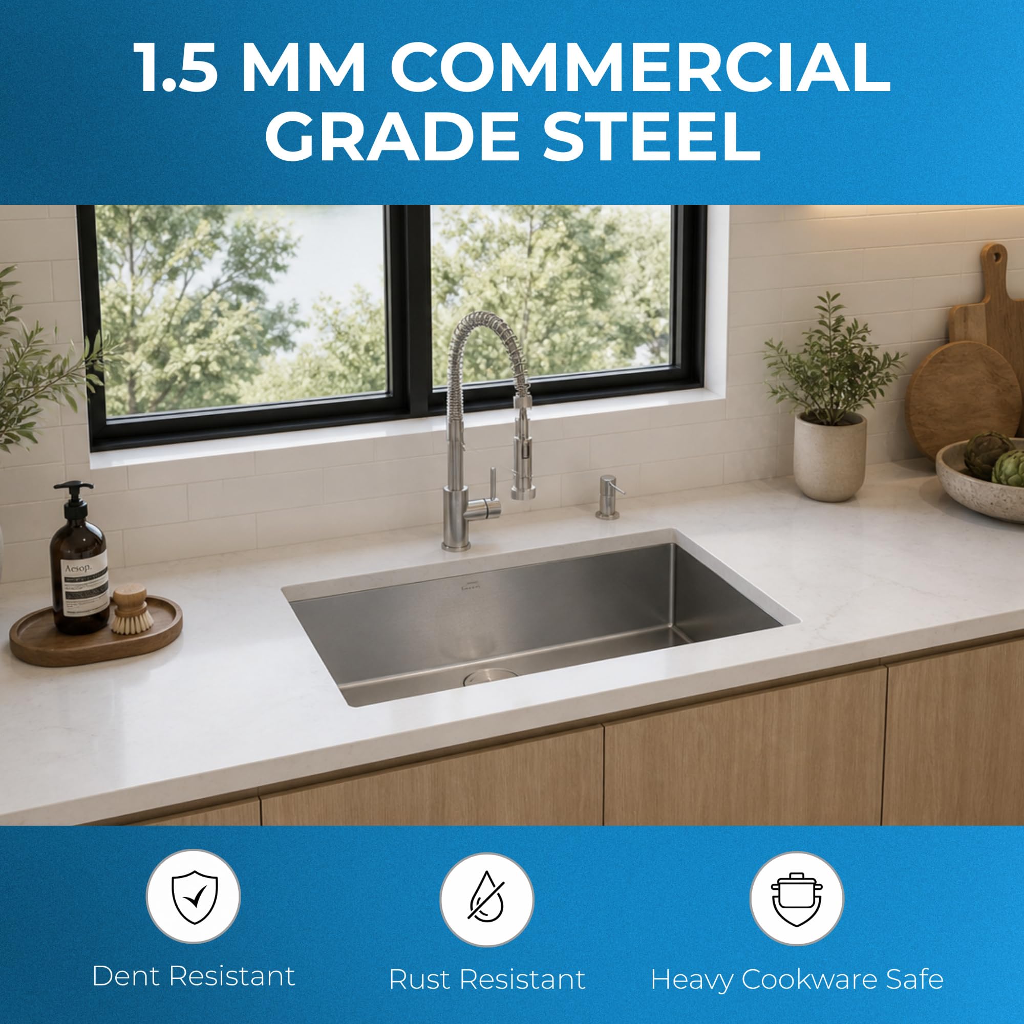 ハヌマーン　2009 World's System Kichen Zuhnë Modena 30 Undermount Kitchen Sink, 16 Gauge T304 18/10