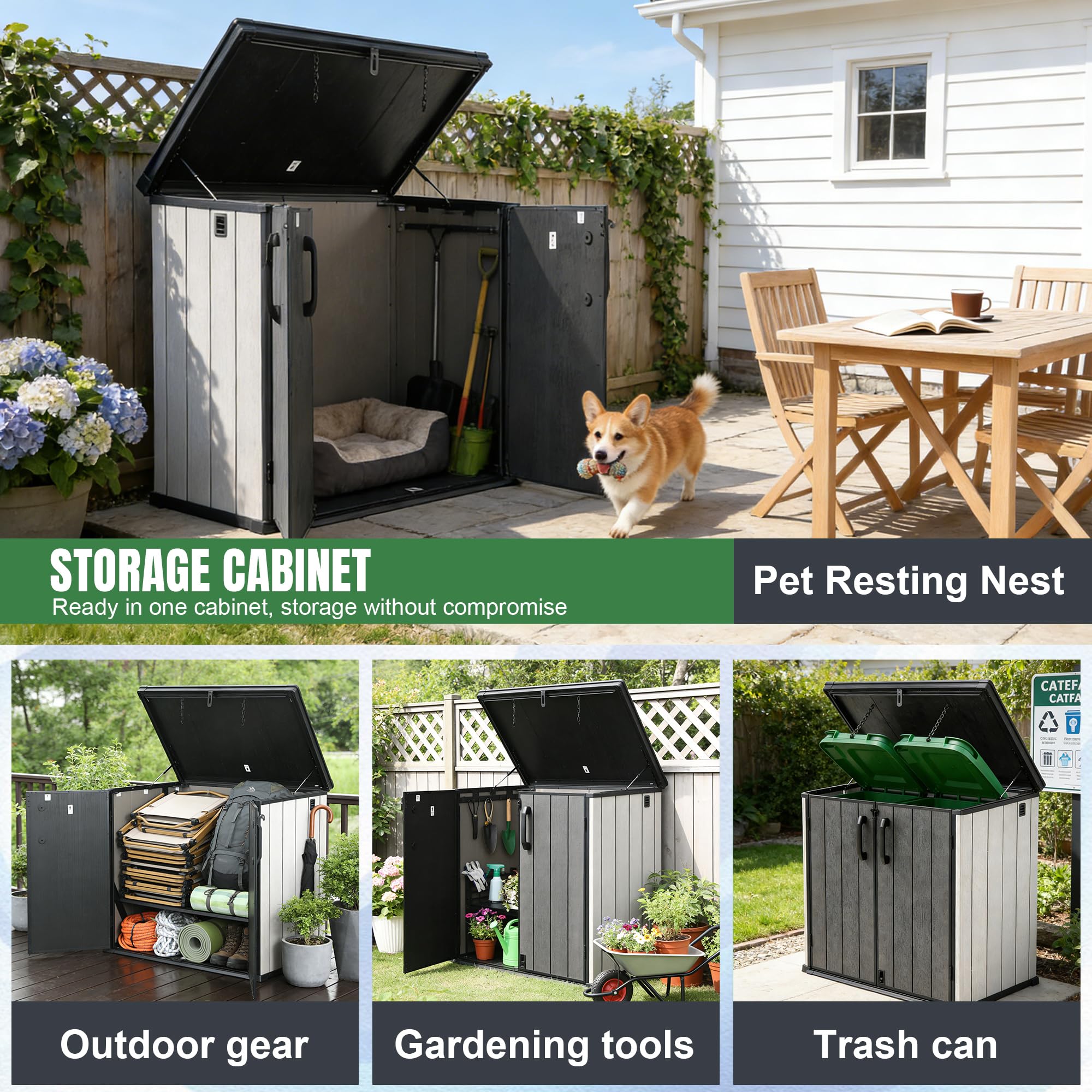 Aweather 1200L Heavy-Duty Lockable Weather-Resistant Sloped-Roof Dual-Open Storage Box 142 x 86 x 121cm - Multi-Purpose Indoor/Outdoor Storage for Cushions, Tools, Toys | Patio, Backyard Chest — view 5