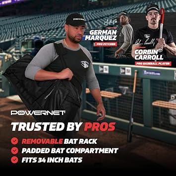 PowerNet Pro Duffle Bag, Softball Baseball Bag, Baseball Gear Bag, Baseball Bat Bag with Internal Bat Sleeves, Baseball Bags with Padded Strap & Pockets