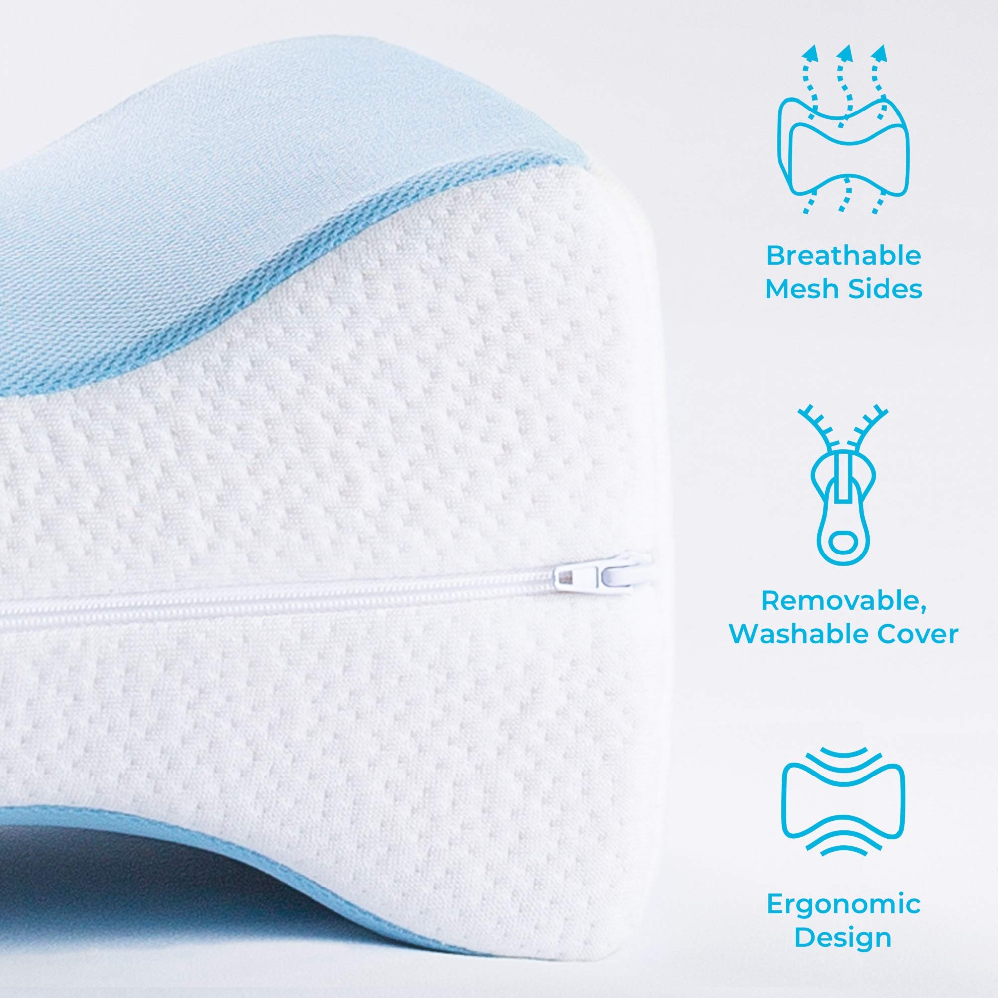 Linenspa Ergonomiczna poduszka na kolana z pianki żelowej memory dla osób śpiących na boku – poduszka na nogi, biała