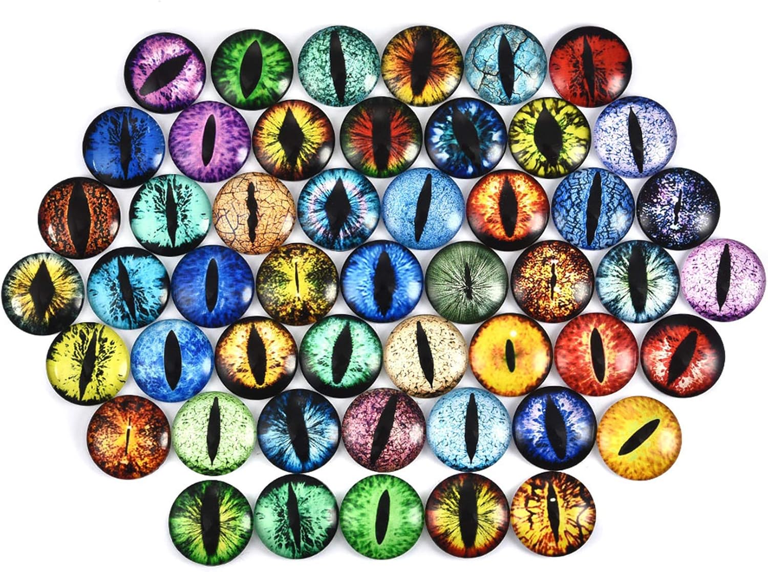 DROLE 100Pcs 25mm Glass Cabochons Evil Dragon Snake Doll Eye Covered Flatback Dome Cabochon Fit 25mm Jewelry Blanks Eye 25mm