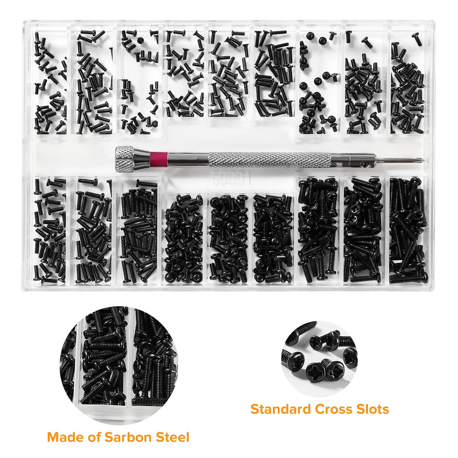 Lyeteung 500 PCS 18 Sizes M1.2/M1.4/M2 Tiny Micro Repair Screw Kit, Tiny Micro Screws Set, Electronic Repair Micro Screws - Image 3