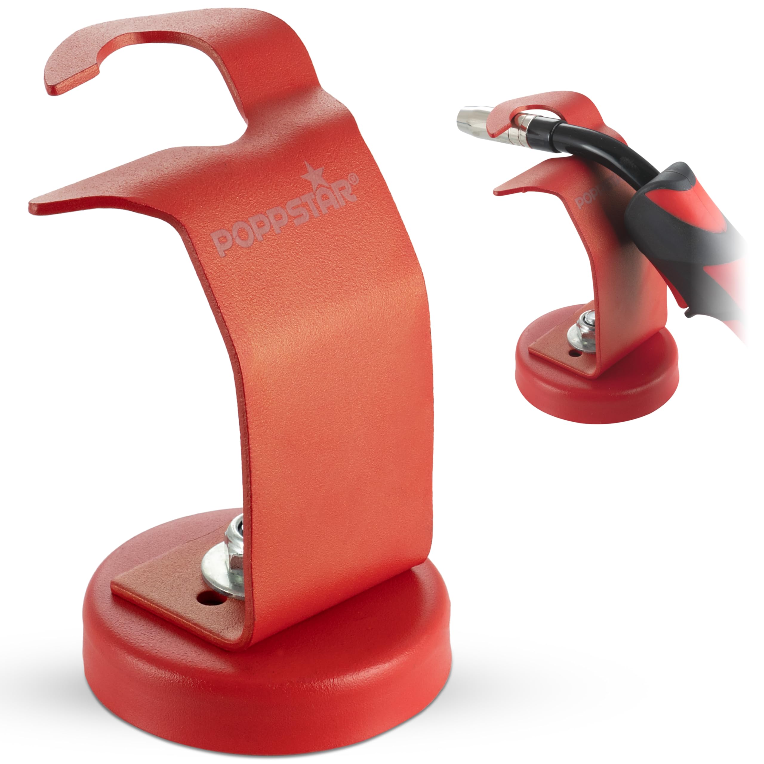 Poppstar MIG MAG Torch Holder with Magnetic Stand for Fixing to Welding Table (e.g. for MB-15 AK, MB-25 AK), Red