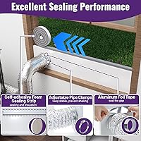 Vista 7 de Mxclimate Kit de ventilación de ventana compatible con manguera de conductos de 3 pulgadas/4 pulgadas para ventanas correderas, kit de sellado