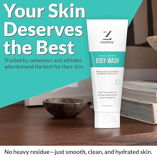 Miniatura 6 de Zealios Swim & Sport Gel de baño para nadadores y atletas de 8 onzas, solución para el cuidado de la piel para hombres y mujeres, elimina el cloro,