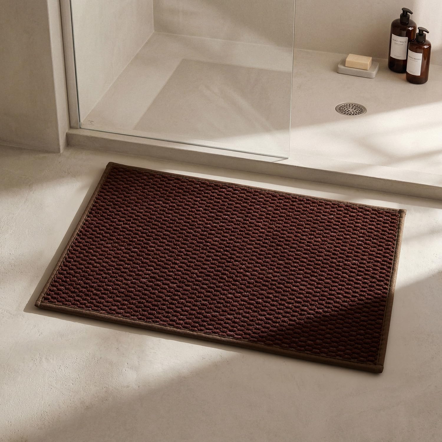 Photo 1 of ***SIMILAR ITEM***
Triohero Bathroom Rugs Non Slip Washable, Super Absorbent Thin Bath Mat Small Quick Dry Low Pile Bathroom Rug, Brown 16"x24"