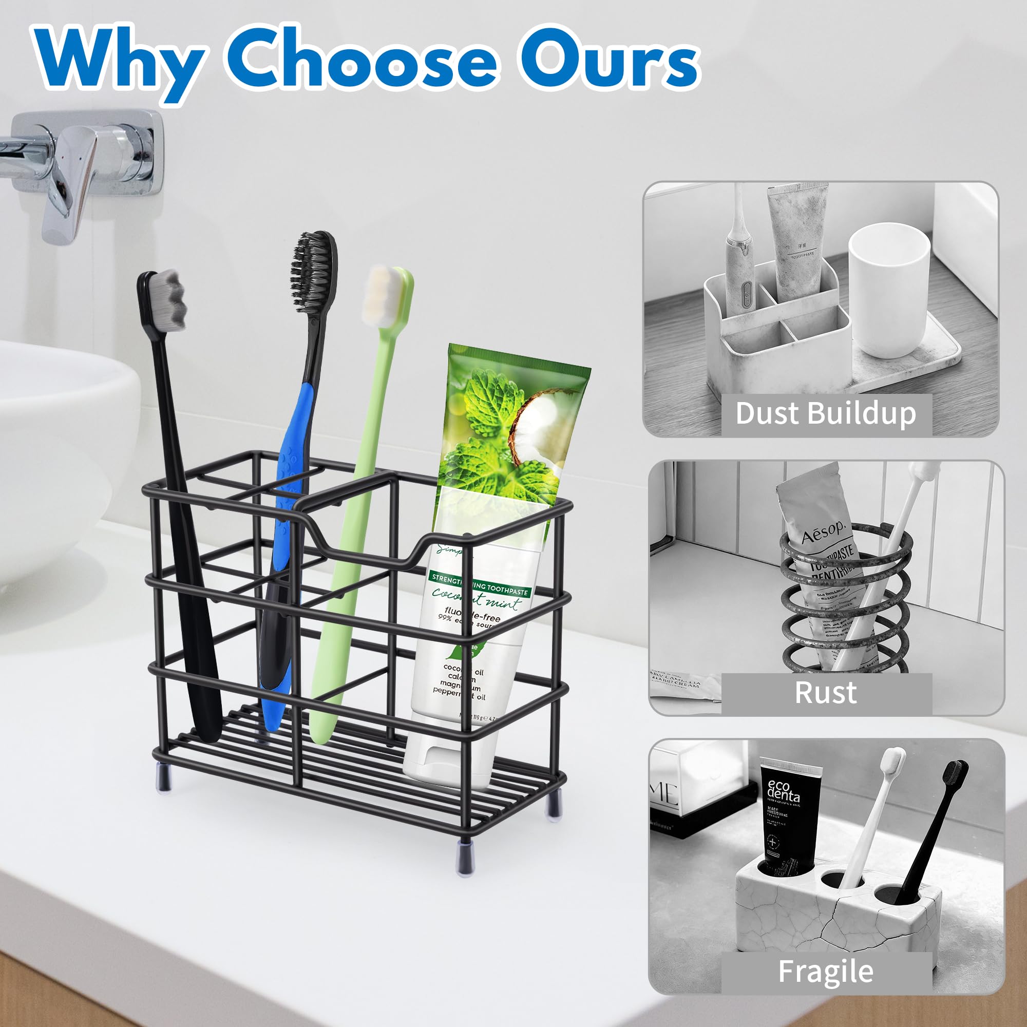 Stainless Steel Toothbrush Holder - Black -2 Stainless Steel Toothbrush Holder - Black -2