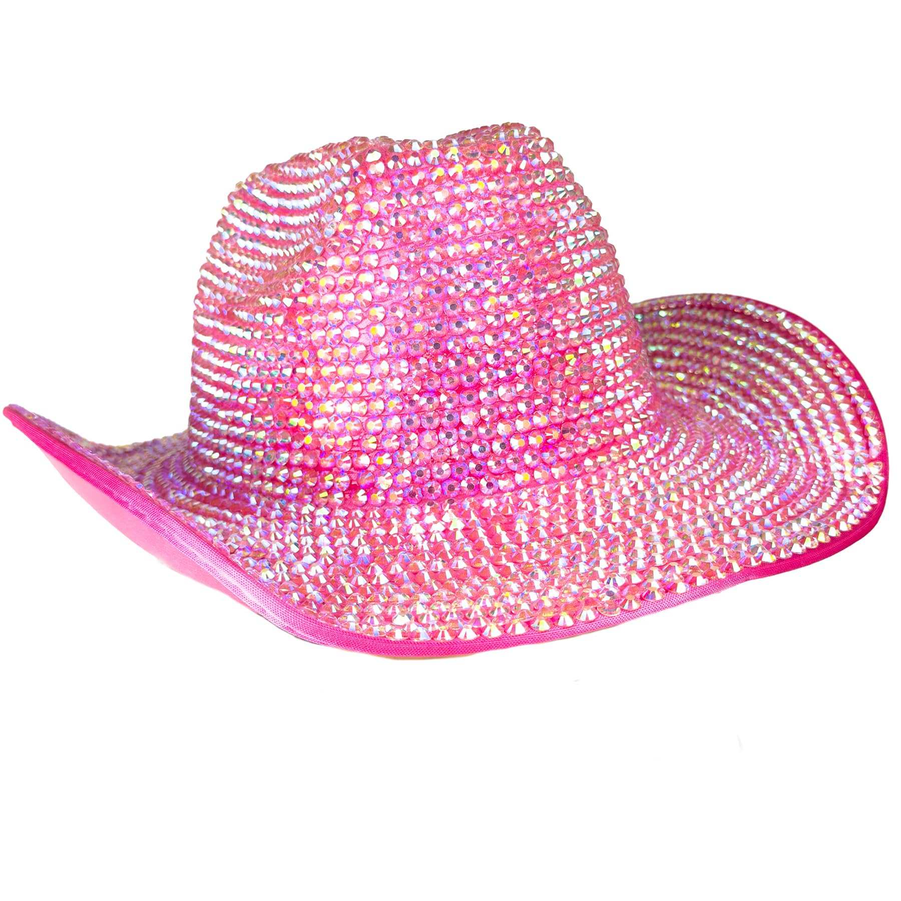 BEYOND MASQUERADE B Women Rhinestone Cowboy Hats Cowgirl Hat Western Bridal Bachelorette Mardi Gras New Orleans Party Luxury Cowboy Headpiece Hats (Hot Pink)