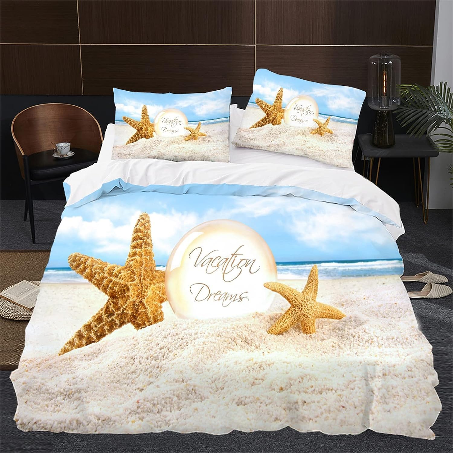 Parure de lit étoile de mer 2 personnes pour une ambiance de plage et vacances à la maison