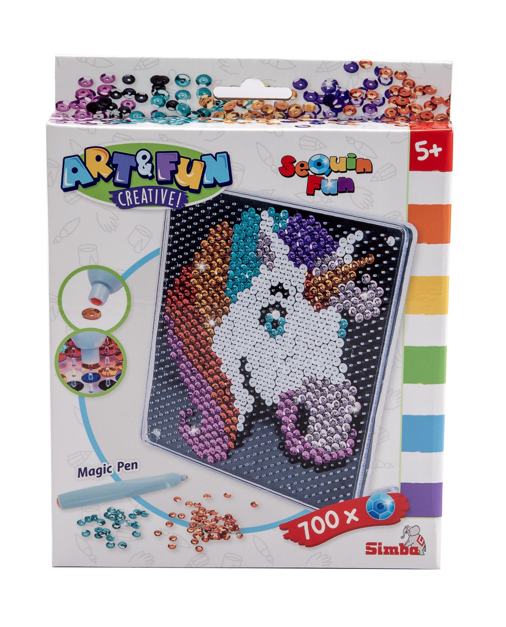 Simba Art and Fun Unicorn 106374703 Plate 18 x 18 cm 700 Sequins Pen from 5 Years