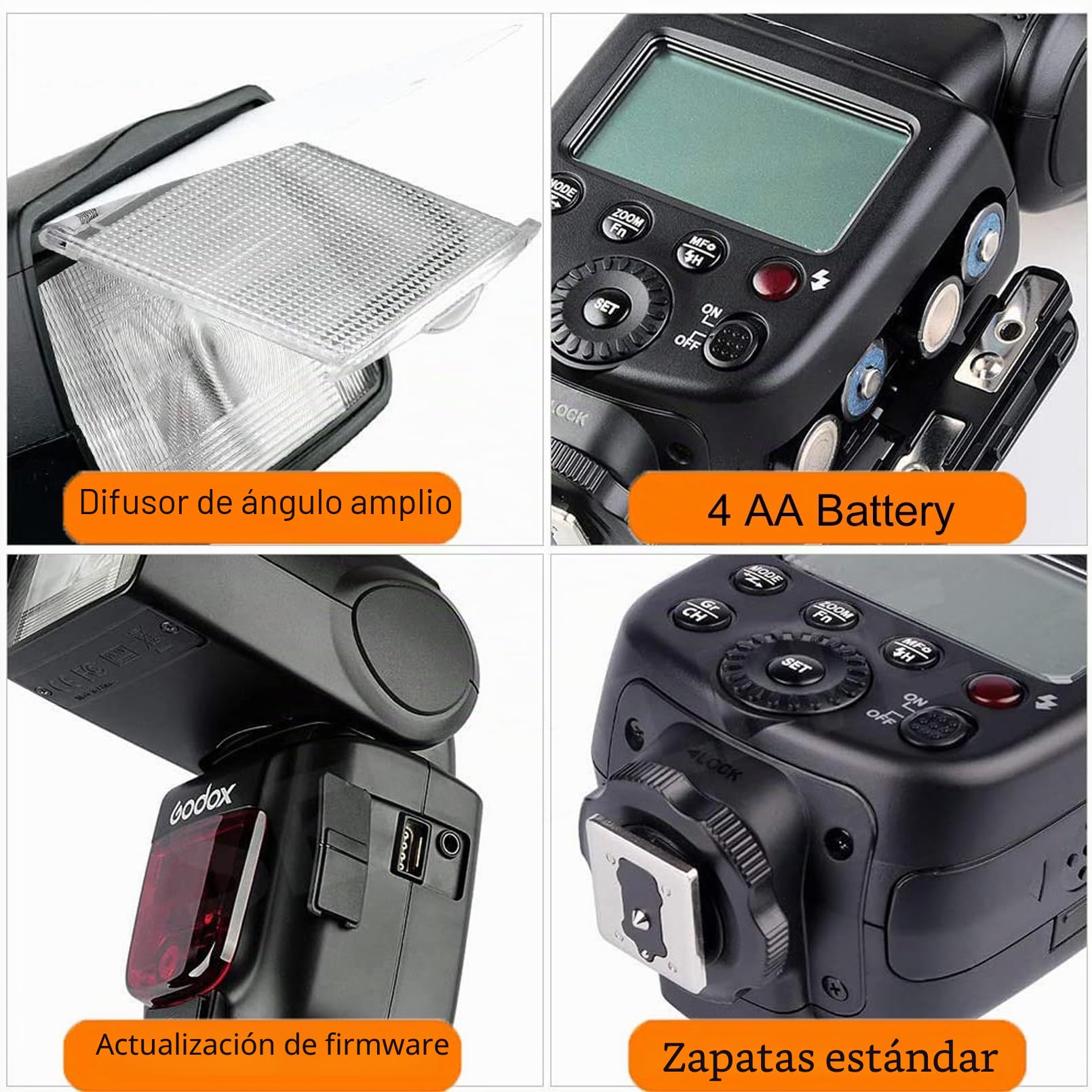 Godox TT600 2.4G Inalámbrico Flash Speedlite Maestro/Esclavo Flash con Built-in Sistema de Disparo para Canon Nikon Pentax Olympus Fujifilm Panasonic